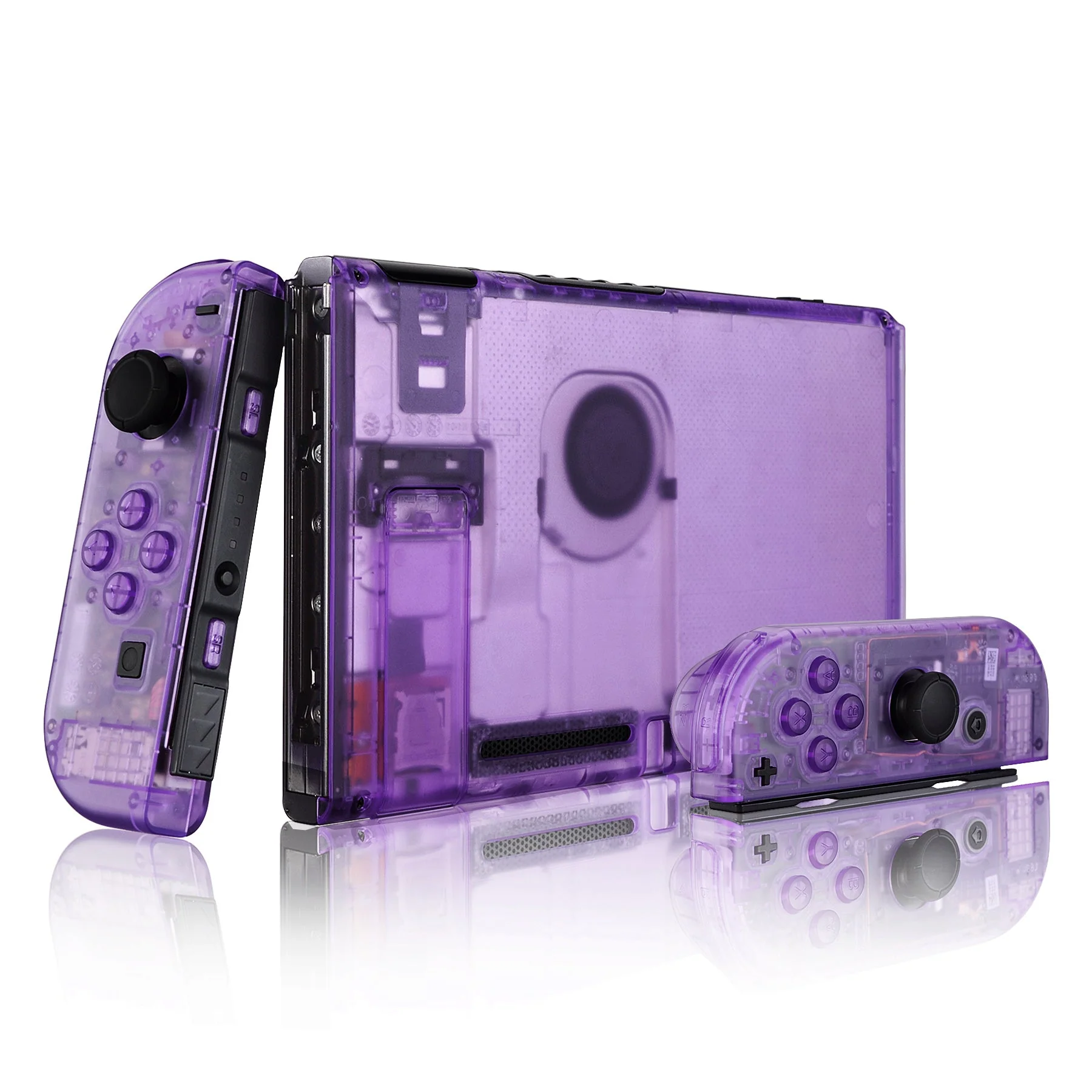 eXtremeRate Replacement Full Set Shells with Buttons for Nintendo Switch - Clear Atomic Purple - Image 3