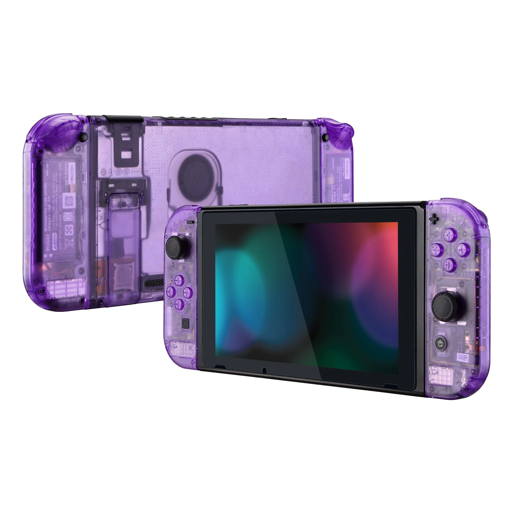 eXtremeRate Replacement Full Set Shells with Buttons for Nintendo Switch - Clear Atomic Purple - Image 5