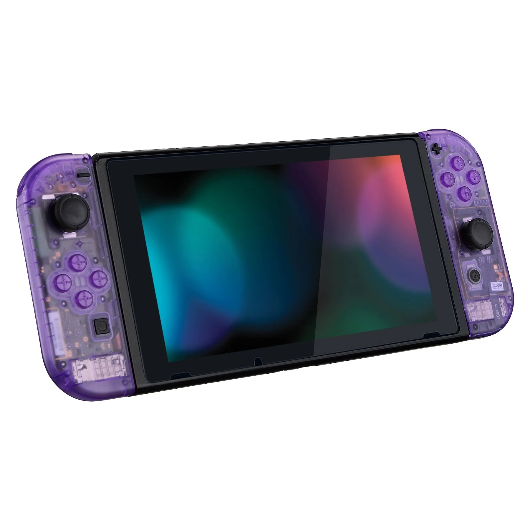 eXtremeRate Replacement Full Set Shells with Buttons for Nintendo Switch - Clear Atomic Purple - Image 7