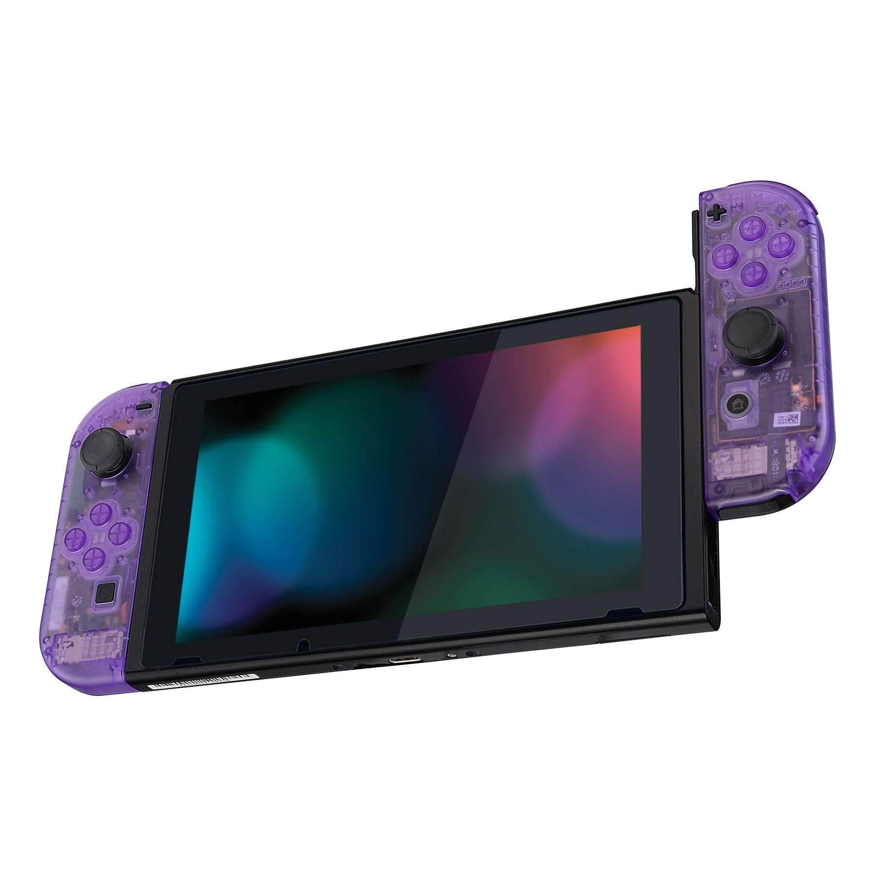 eXtremeRate Replacement Full Set Shells with Buttons for Nintendo Switch - Clear Atomic Purple - Image 8