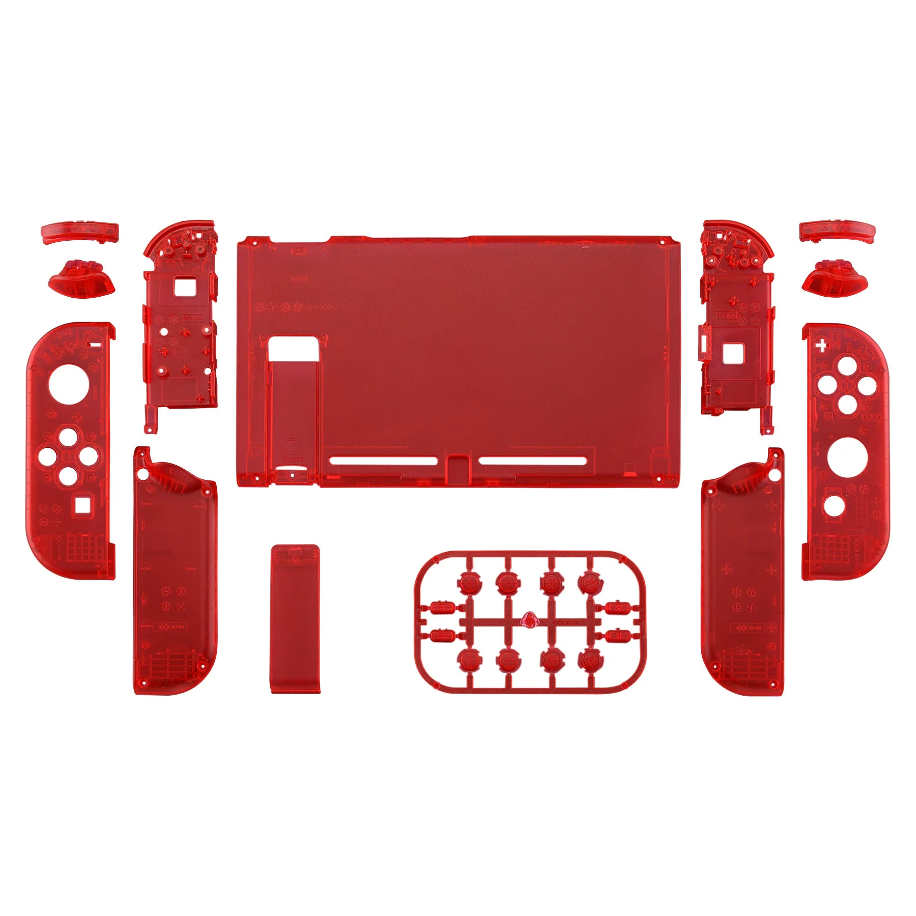 eXtremeRate Replacement Full Set Shells with Buttons for Nintendo Switch - Clear Red - Image 2