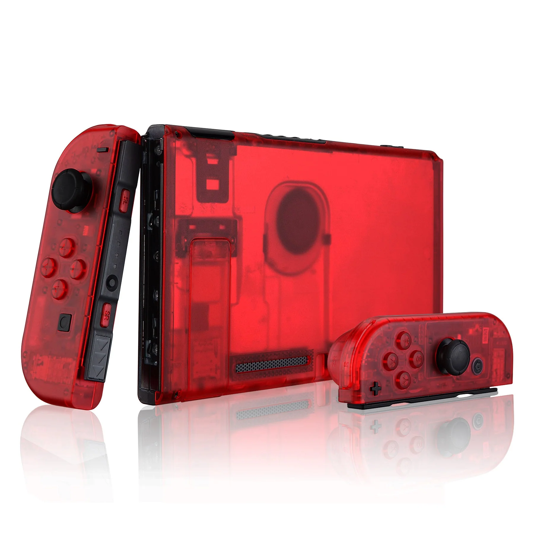 eXtremeRate Replacement Full Set Shells with Buttons for Nintendo Switch - Clear Red - Image 3