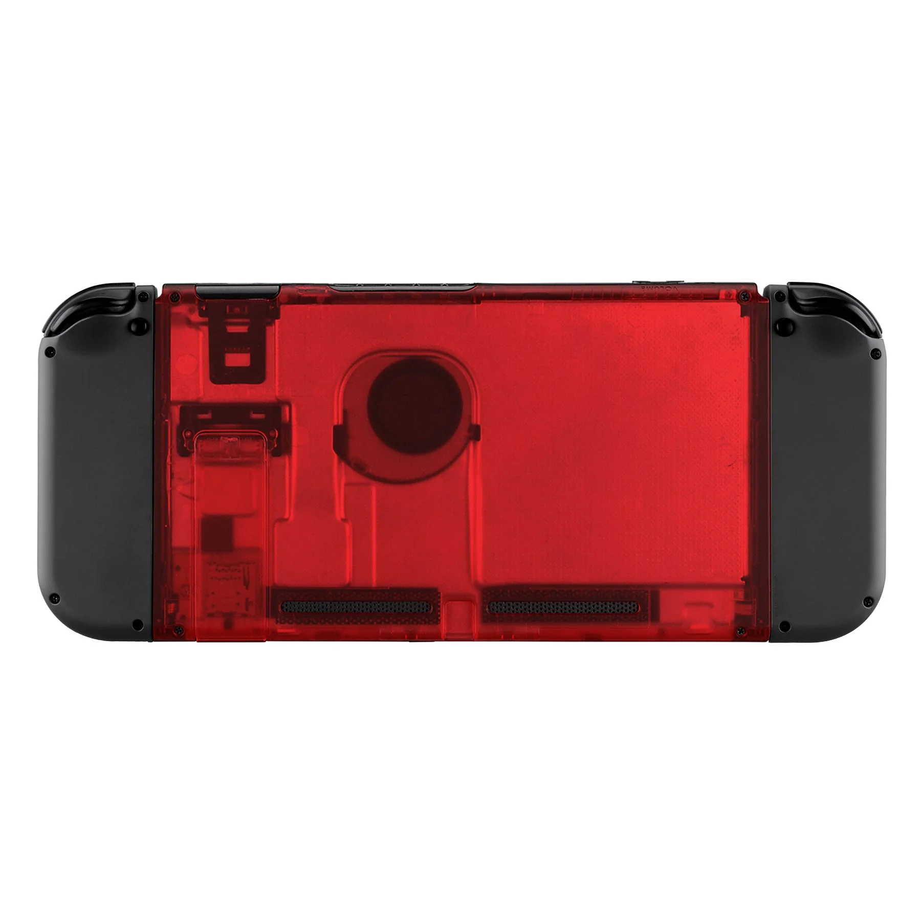 eXtremeRate Replacement Back Plate with Kickstand for Nintendo Switch Console - Transparent Clear Red - Image 2