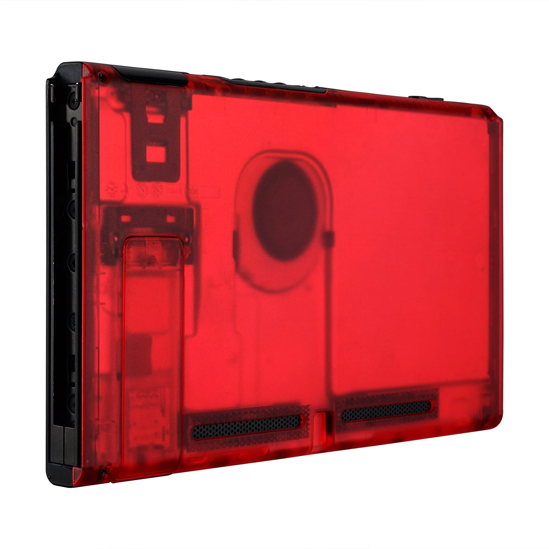 eXtremeRate Replacement Back Plate with Kickstand for Nintendo Switch Console - Transparent Clear Red - Image 5