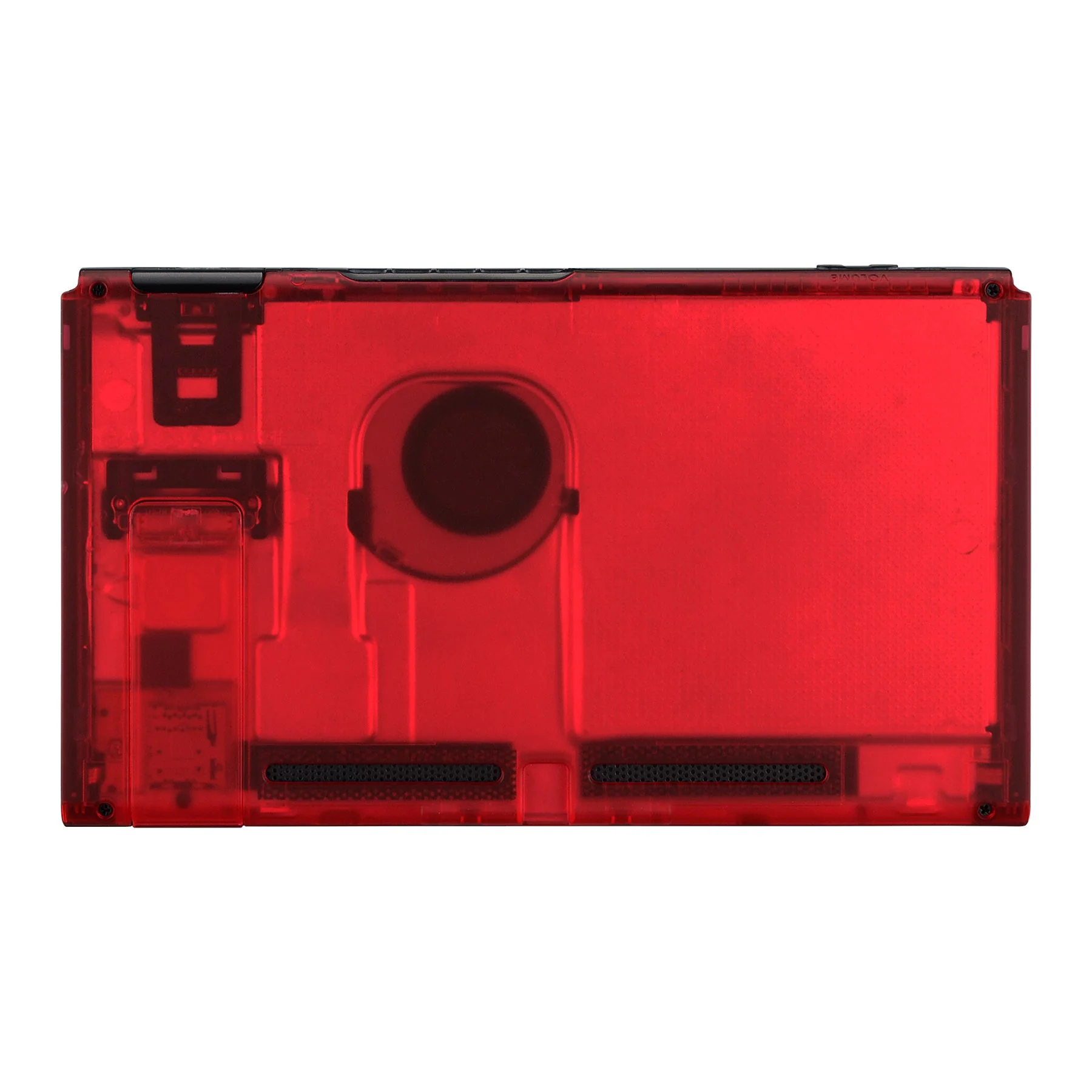 eXtremeRate Replacement Back Plate with Kickstand for Nintendo Switch Console - Transparent Clear Red - Image 6