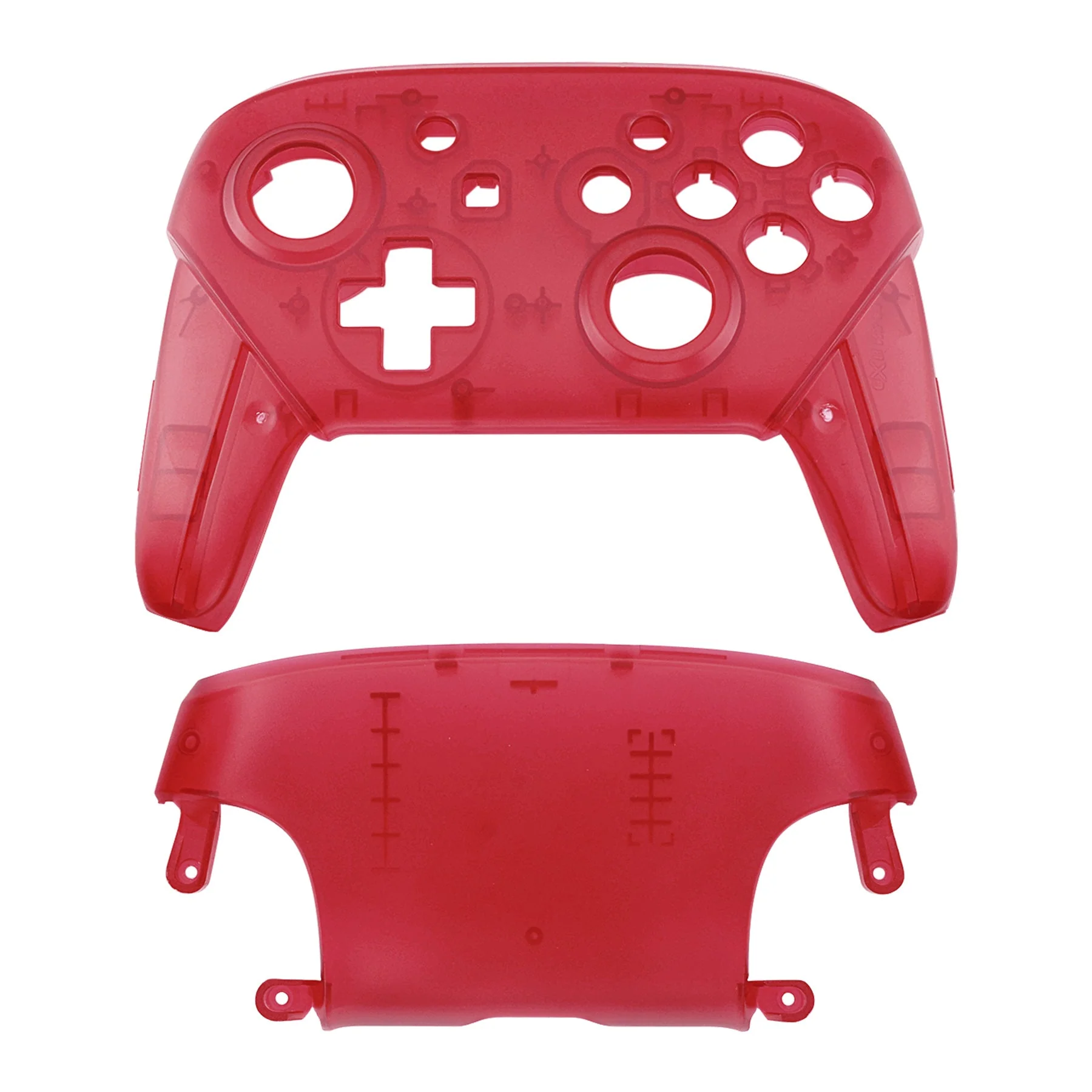 eXtremeRate Replacement Faceplate and Backplate for Nintendo Switch Pro Controller - Transparent Clear Red - Image 2