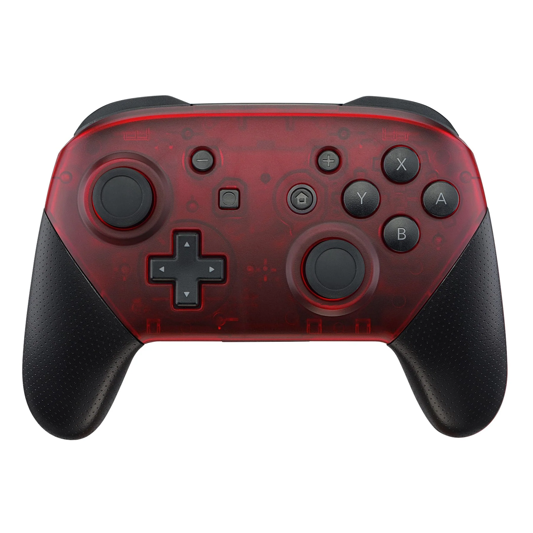 eXtremeRate Replacement Faceplate and Backplate for Nintendo Switch Pro Controller - Transparent Clear Red - Image 3