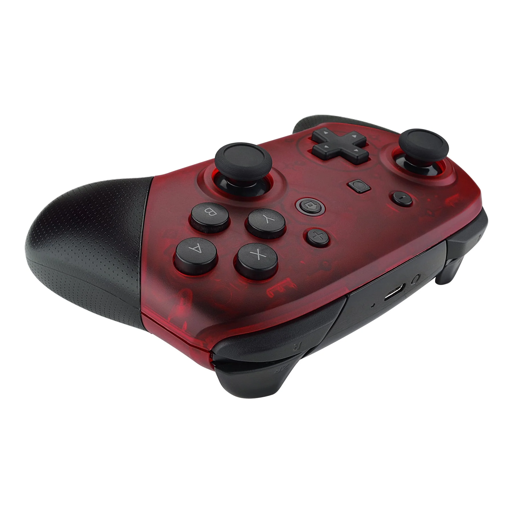 eXtremeRate Replacement Faceplate and Backplate for Nintendo Switch Pro Controller - Transparent Clear Red - Image 6
