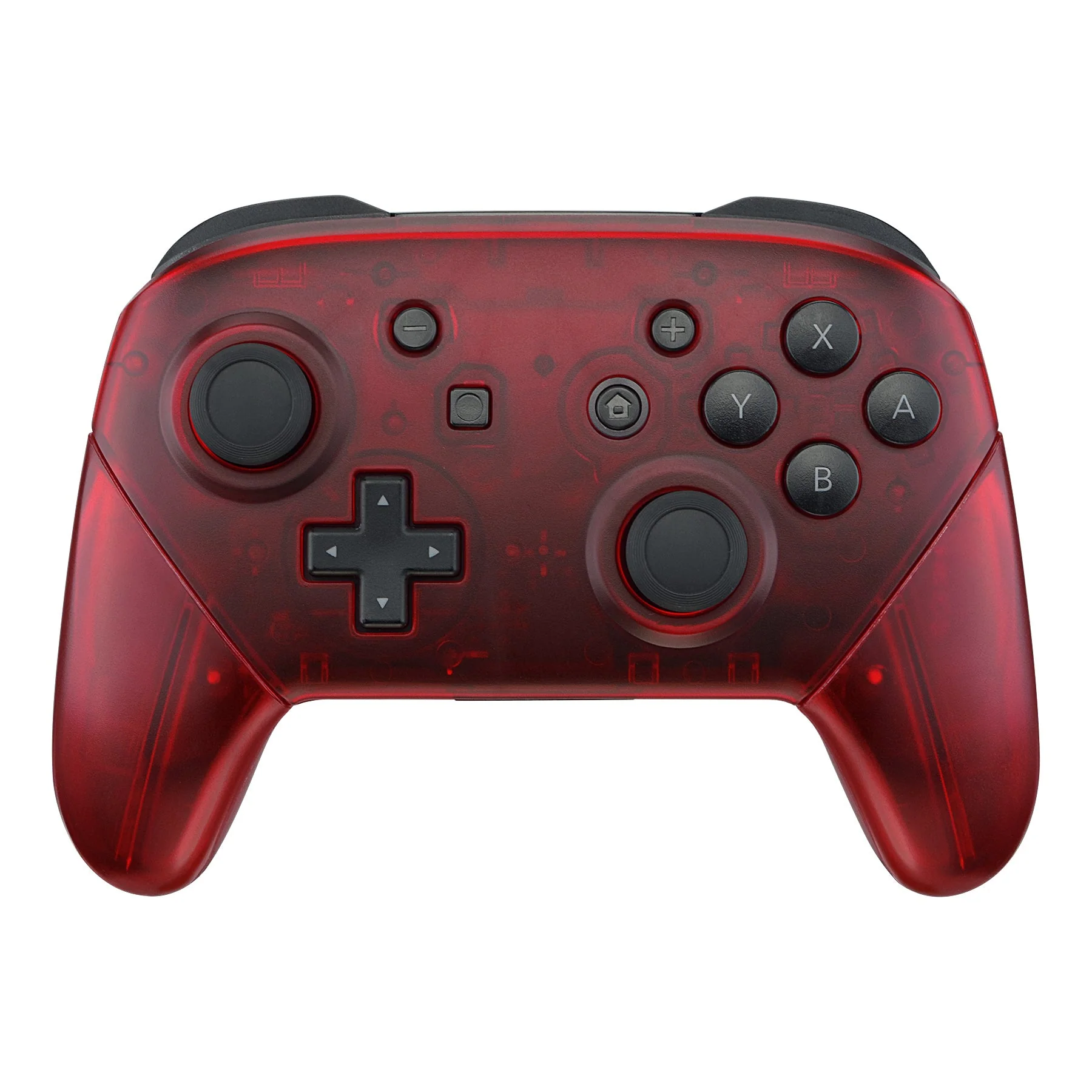 eXtremeRate Replacement Full Set Shell Faceplate Backplate Handles for Nintendo Switch Pro - Transparent Clear Red - Image 3