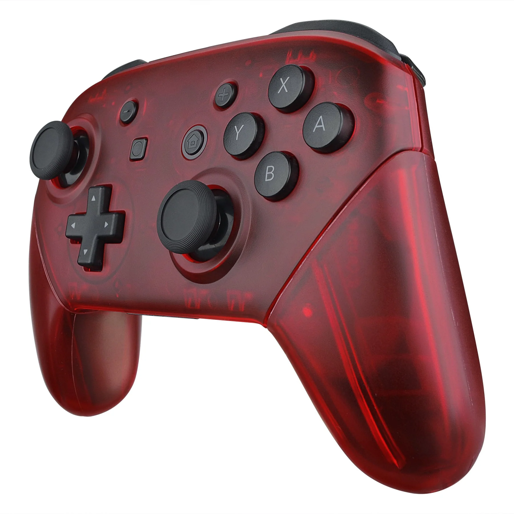 eXtremeRate Replacement Full Set Shell Faceplate Backplate Handles for Nintendo Switch Pro - Transparent Clear Red - Image 4