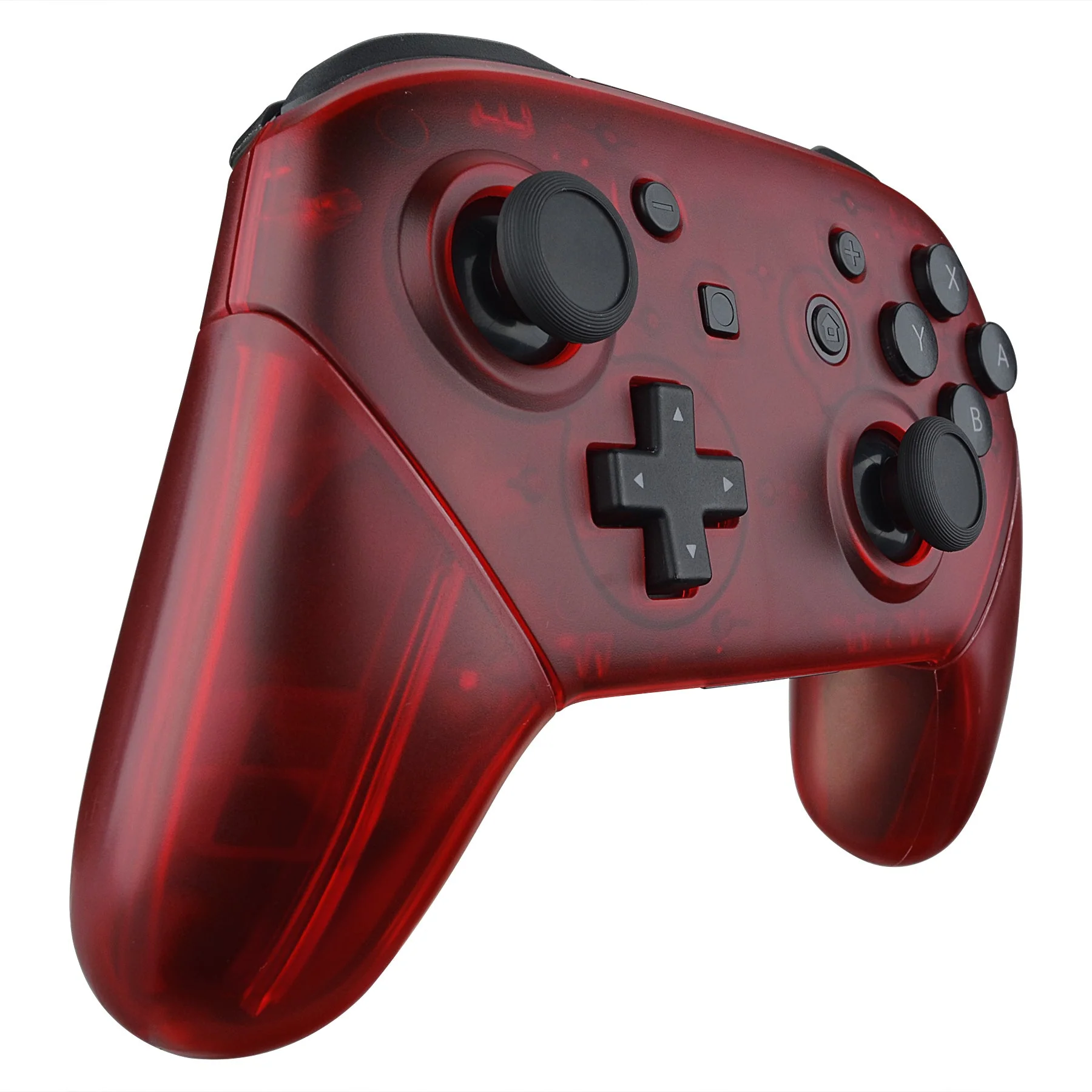 eXtremeRate Replacement Full Set Shell Faceplate Backplate Handles for Nintendo Switch Pro - Transparent Clear Red - Image 5