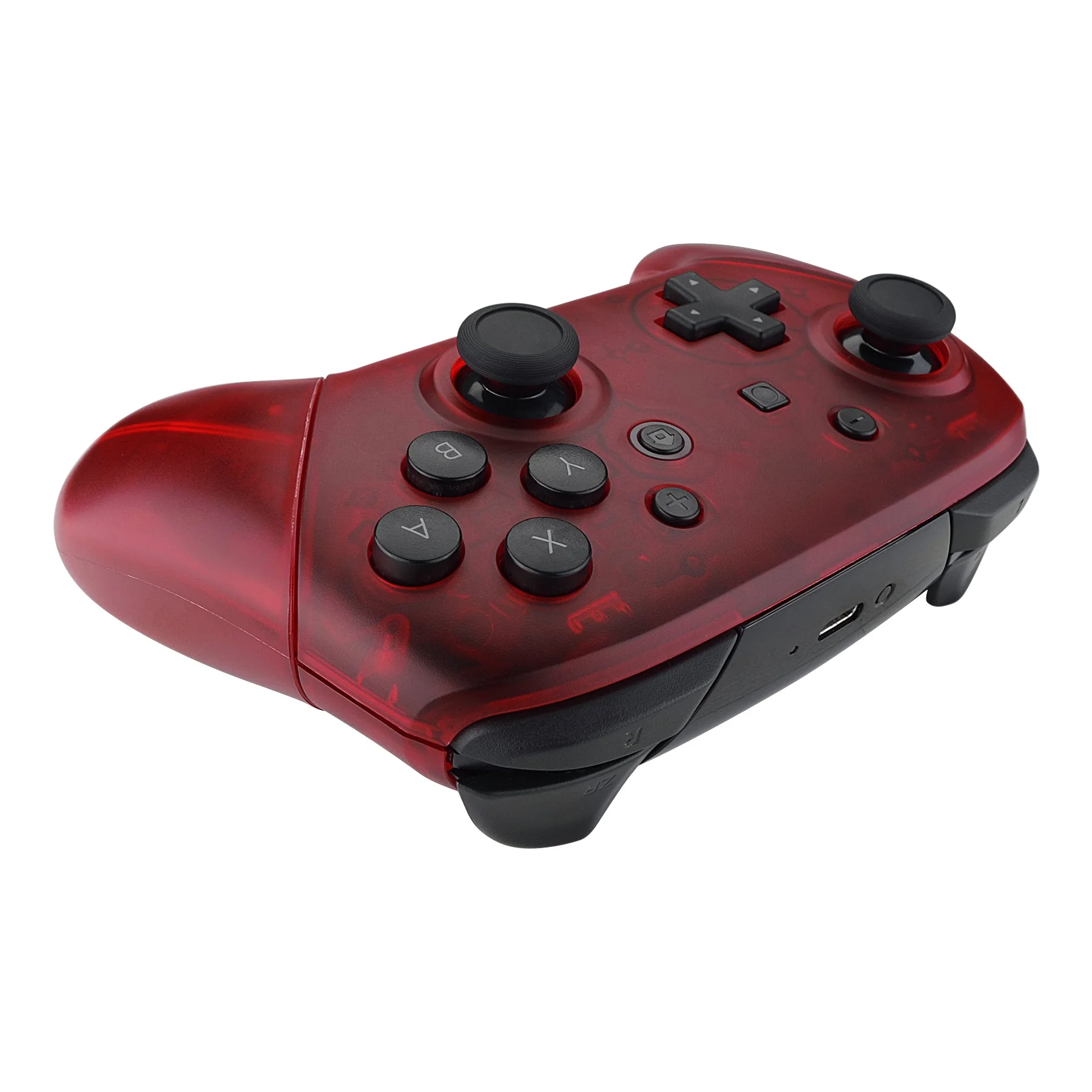 eXtremeRate Replacement Full Set Shell Faceplate Backplate Handles for Nintendo Switch Pro - Transparent Clear Red - Image 6