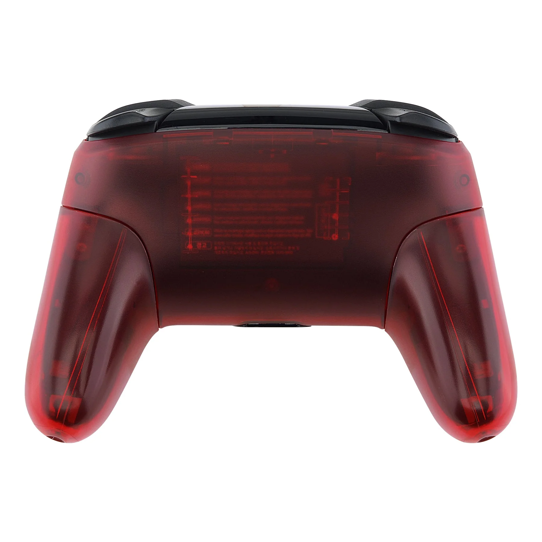 eXtremeRate Replacement Full Set Shell Faceplate Backplate Handles for Nintendo Switch Pro - Transparent Clear Red - Image 7