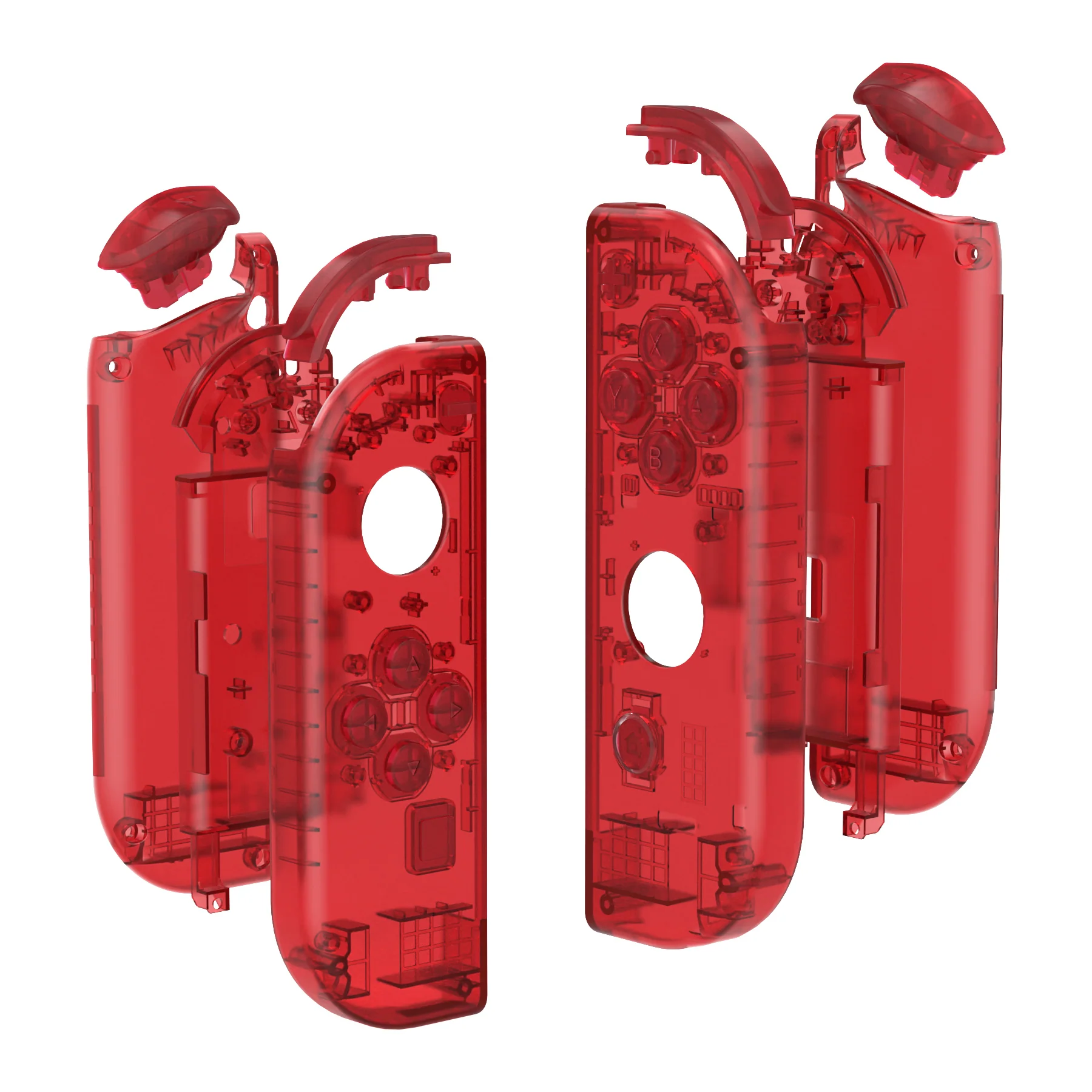 eXtremeRate Replacement Full Set Shell Case with Buttons for Joycon of NS Switch - Transparent Clear Red - Image 10
