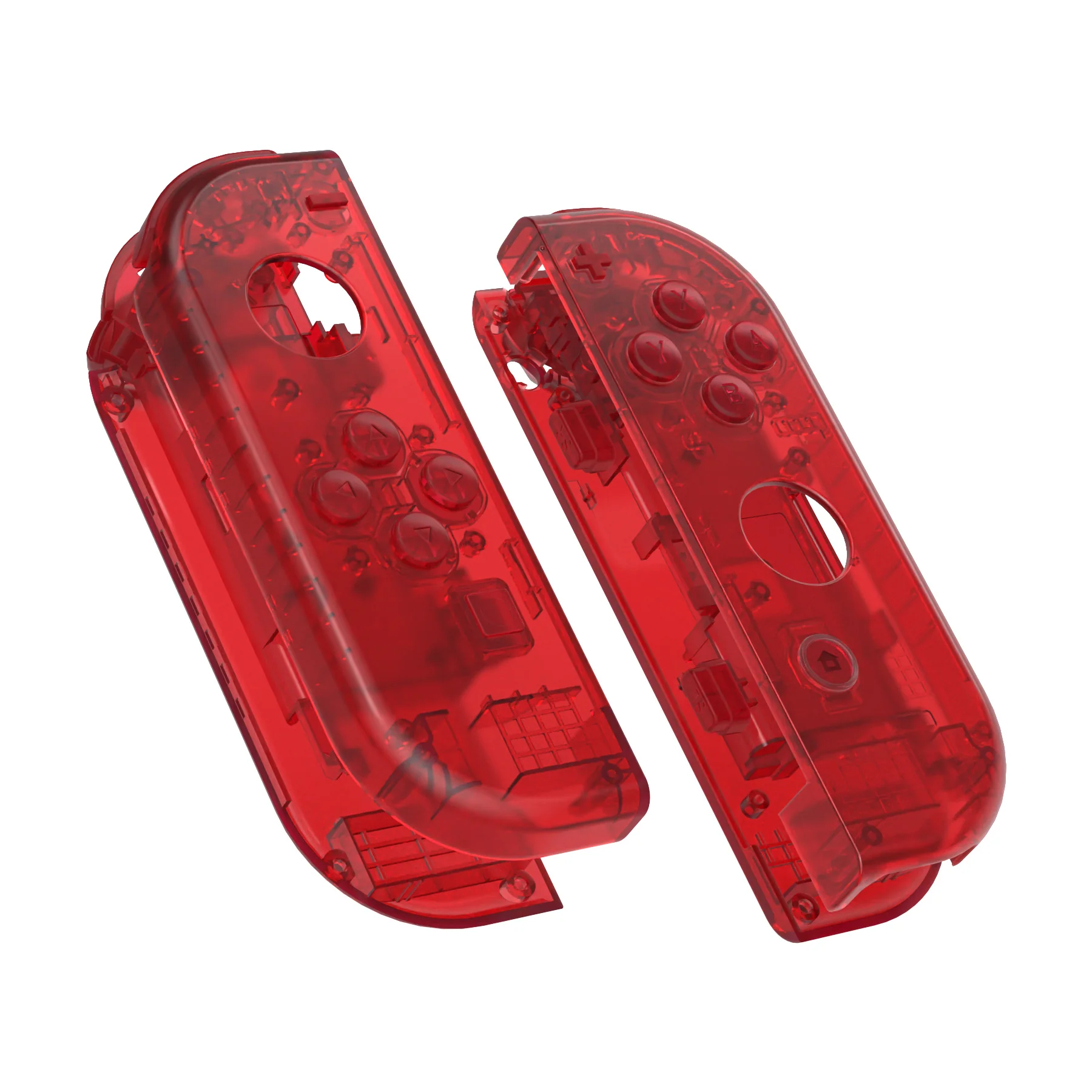 eXtremeRate Replacement Full Set Shell Case with Buttons for Joycon of NS Switch - Transparent Clear Red - Image 11