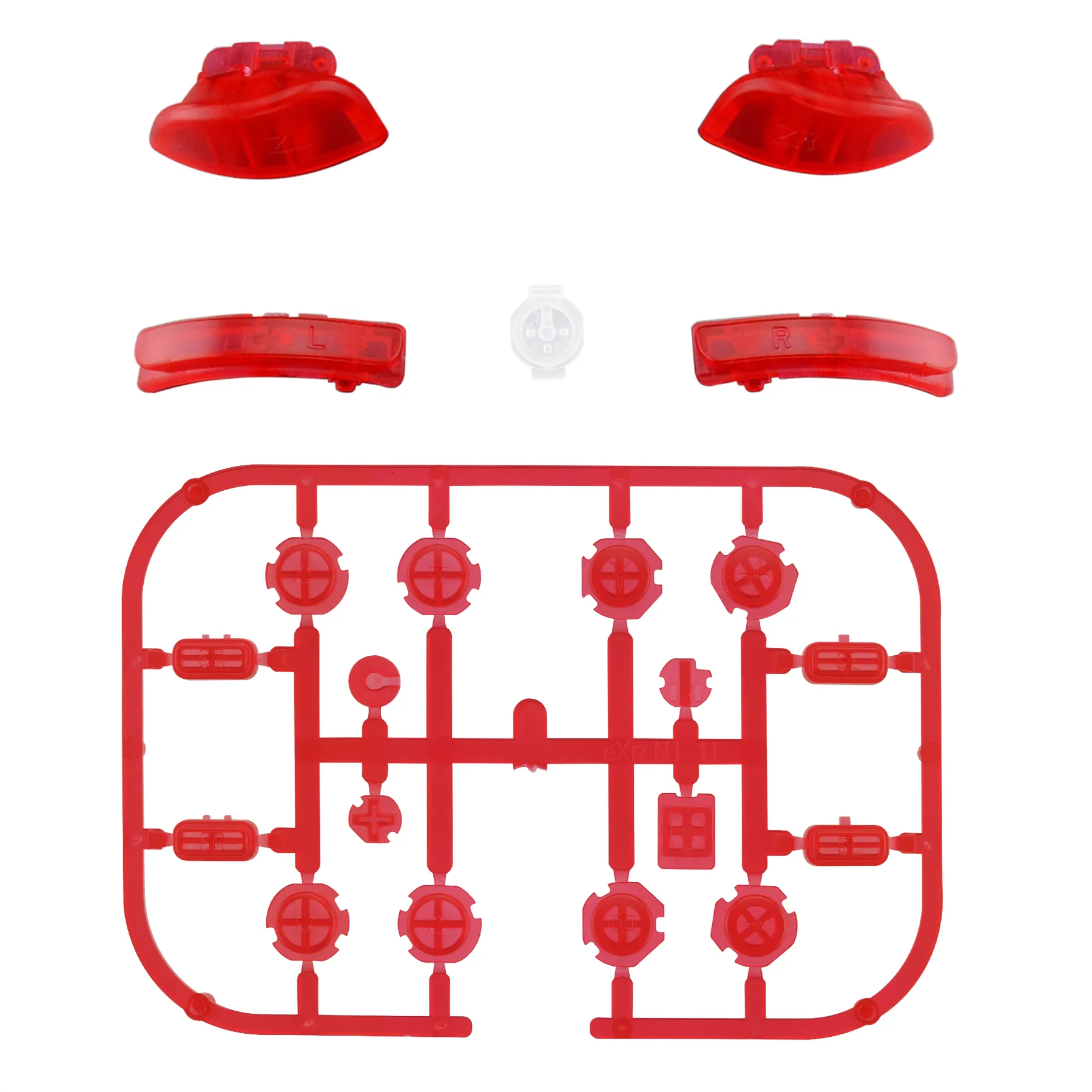 eXtremeRate Replacement Full Set Buttons for Joycon of NS Switch - Transparent Clear Red - Image 2