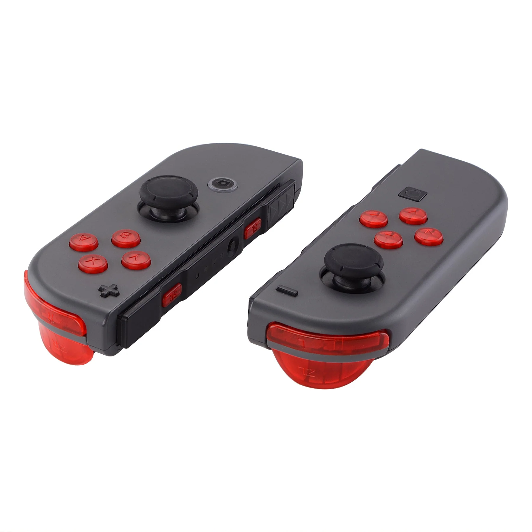 eXtremeRate Replacement Full Set Buttons for Joycon of NS Switch - Transparent Clear Red - Image 4