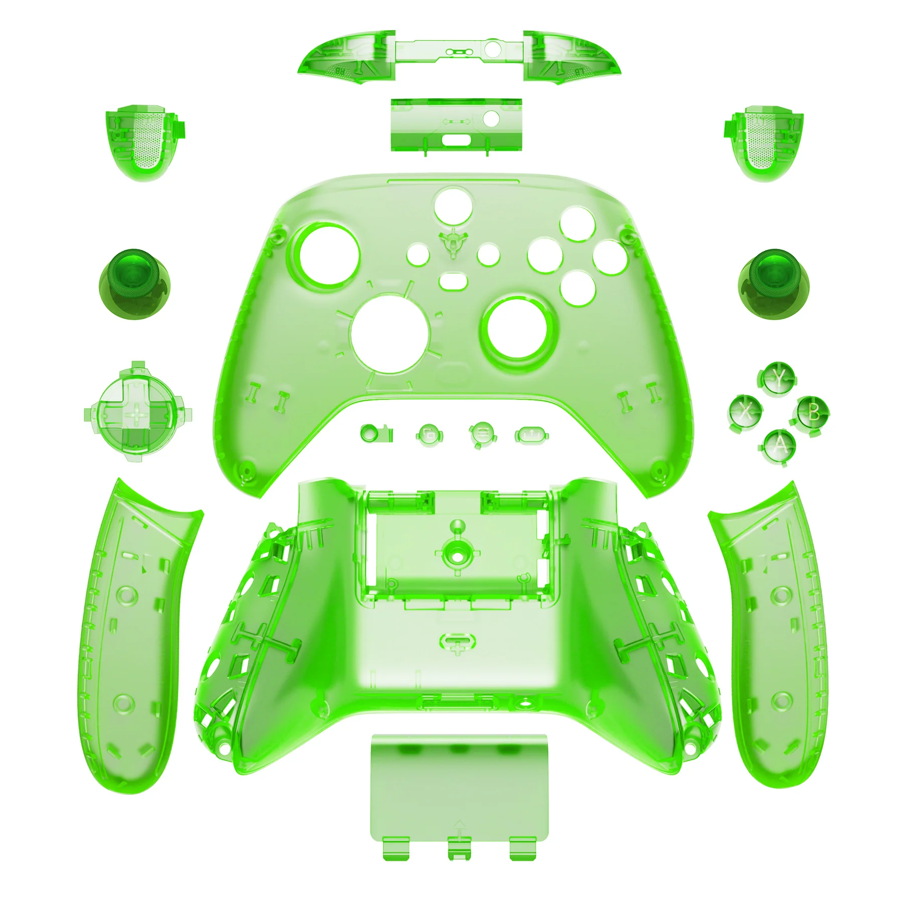 eXtremeRate Full Set Housing Shell Case with Buttons for Xbox Series X & S Controller - Transparent Green - Image 2