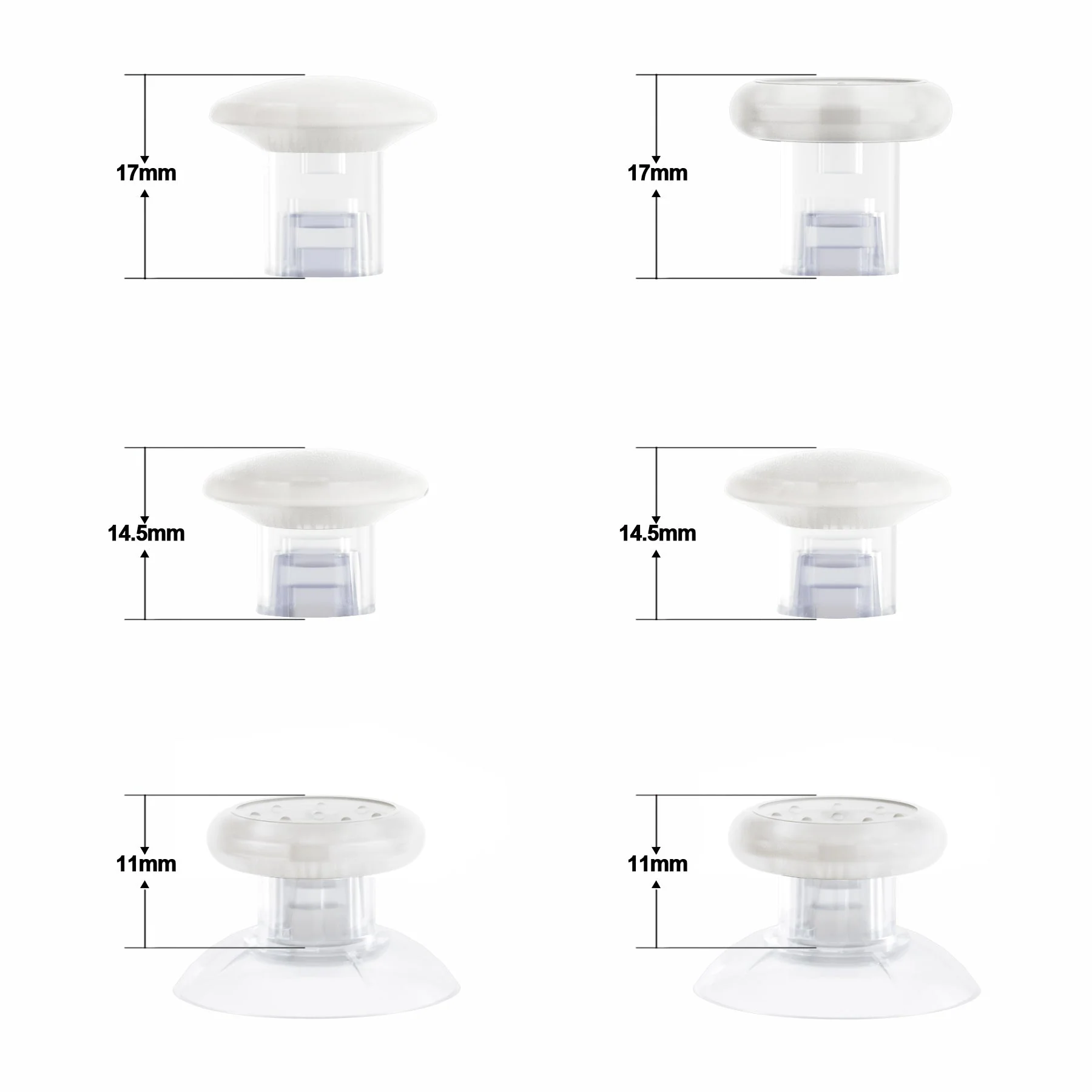 eXtremeRate Interchangeable Ergonomic Thumbsticks with 3 Height Domed and Concave Grips for Nintendo Switch Pro Controller - Transparent Clear - Image 4