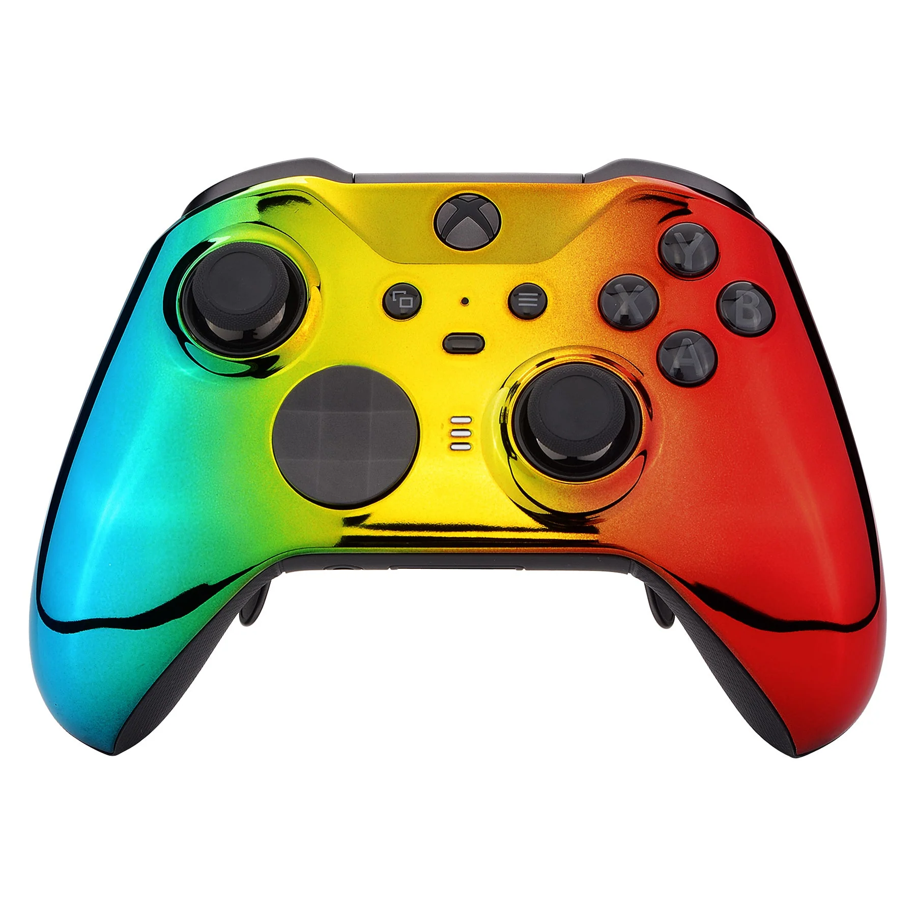 eXtremeRate Replacement Front Housing Shell Case with Accent Rings for Xbox One Elite Series 2 & Elite 2 Core Controller (Model 1797) - Chrome Cyan Gold Red Glossy - Image 2