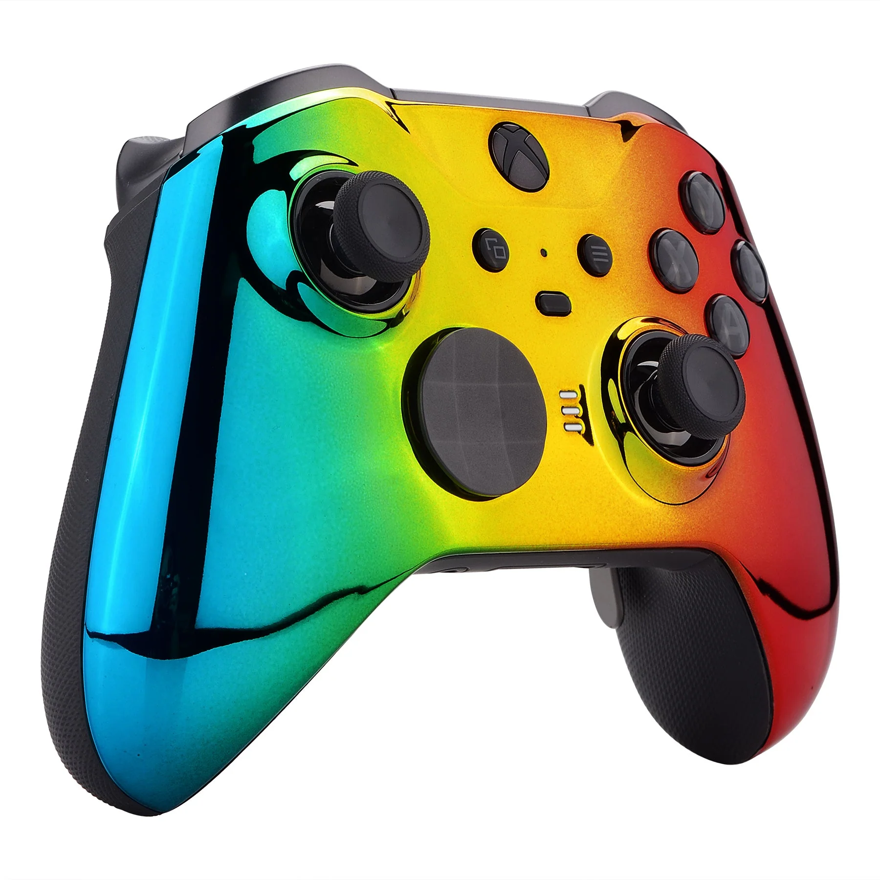 eXtremeRate Replacement Front Housing Shell Case with Accent Rings for Xbox One Elite Series 2 & Elite 2 Core Controller (Model 1797) - Chrome Cyan Gold Red Glossy - Image 6