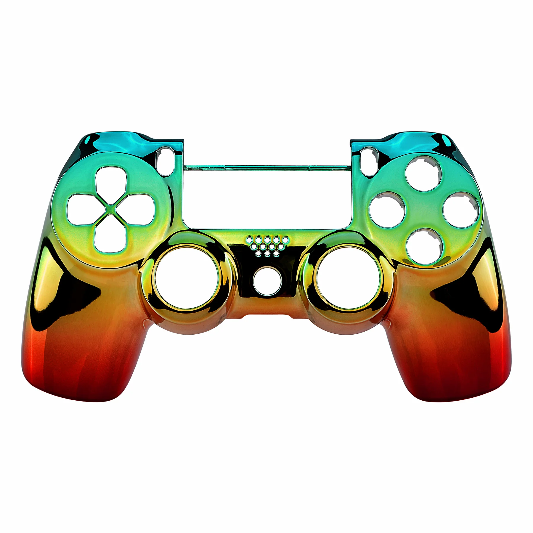 eXtremeRate Replacement Front Housing Shell for PS4 Slim Pro Controller Controller (CUH-ZCT2 JDM-040/050/055) - Chrome Cyan Gold Red - Image 2