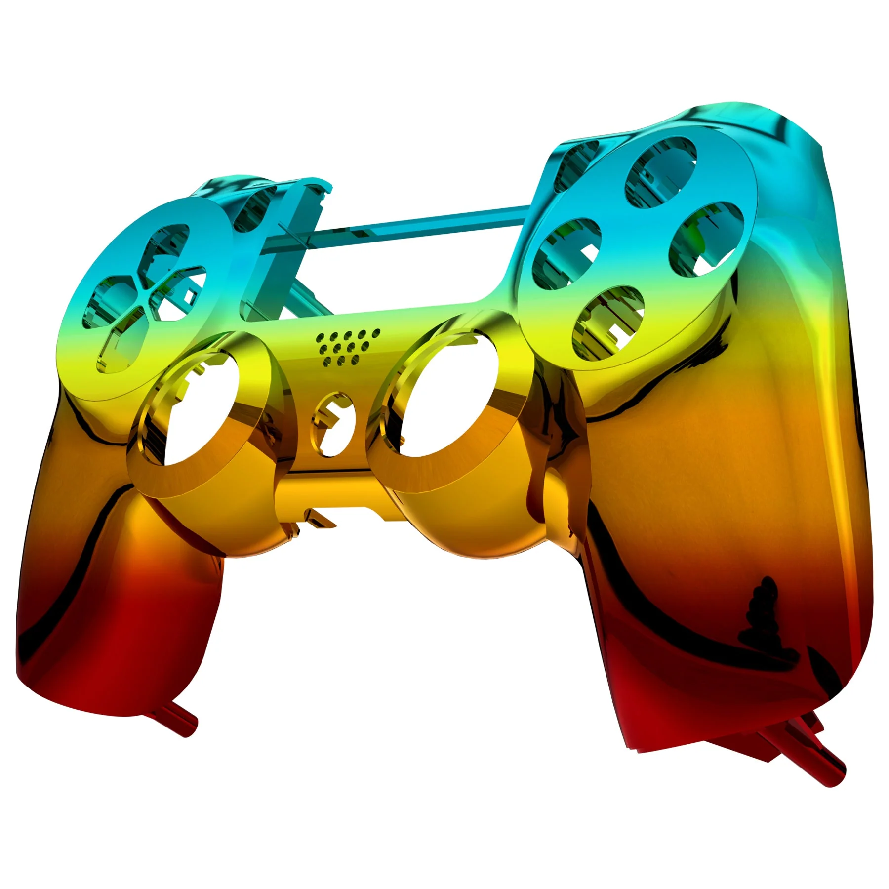 eXtremeRate Replacement Front Housing Shell for PS4 Slim Pro Controller Controller (CUH-ZCT2 JDM-040/050/055) - Chrome Cyan Gold Red - Image 4