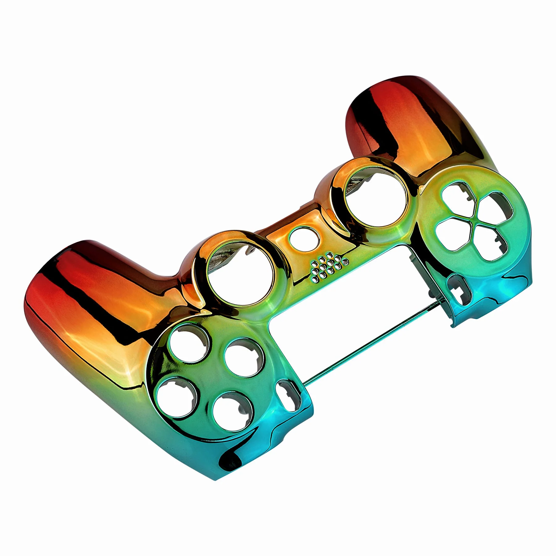 eXtremeRate Replacement Front Housing Shell for PS4 Slim Pro Controller Controller (CUH-ZCT2 JDM-040/050/055) - Chrome Cyan Gold Red - Image 5