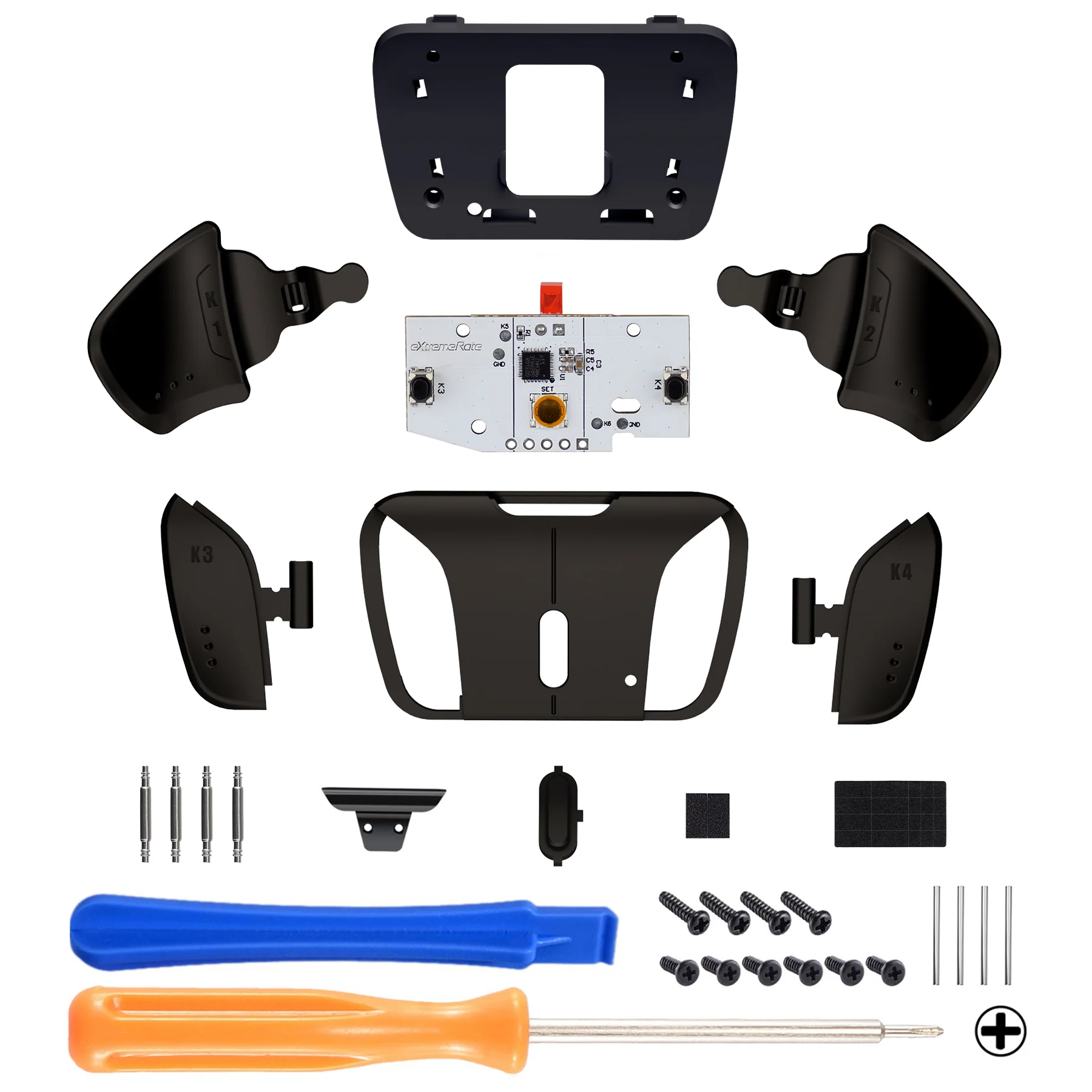 eXtremeRate Turn RISE & RISE4 to RISE4 RMB Kit – Real Metal Buttons (RMB) Version K1 K2 K3 K4 Back Buttons Housing & Remap PCB Board for eXtremeRate RISE & RISE4 Remap kit, Compatible with PS5 Controller - Black - Image 3