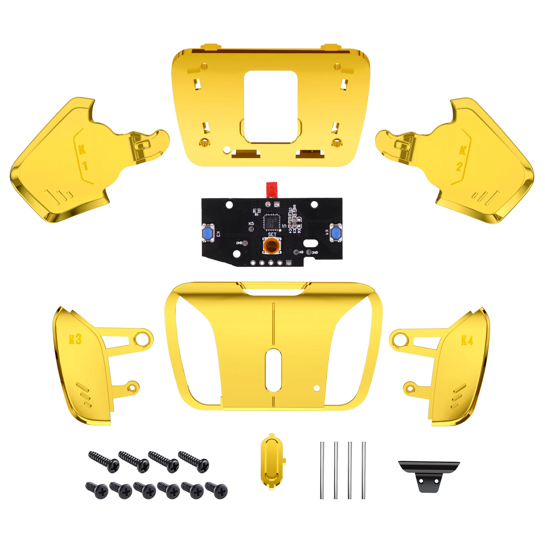 eXtremeRate Turn RISE to RISE4 Kit – Redesigned K1 K2 K3 K4 Back Buttons Housing & Remap PCB Board for eXtremeRate RISE & RISE4 Remap kit, Compatible with PS5 Controller - Chrome Gold - Image 3