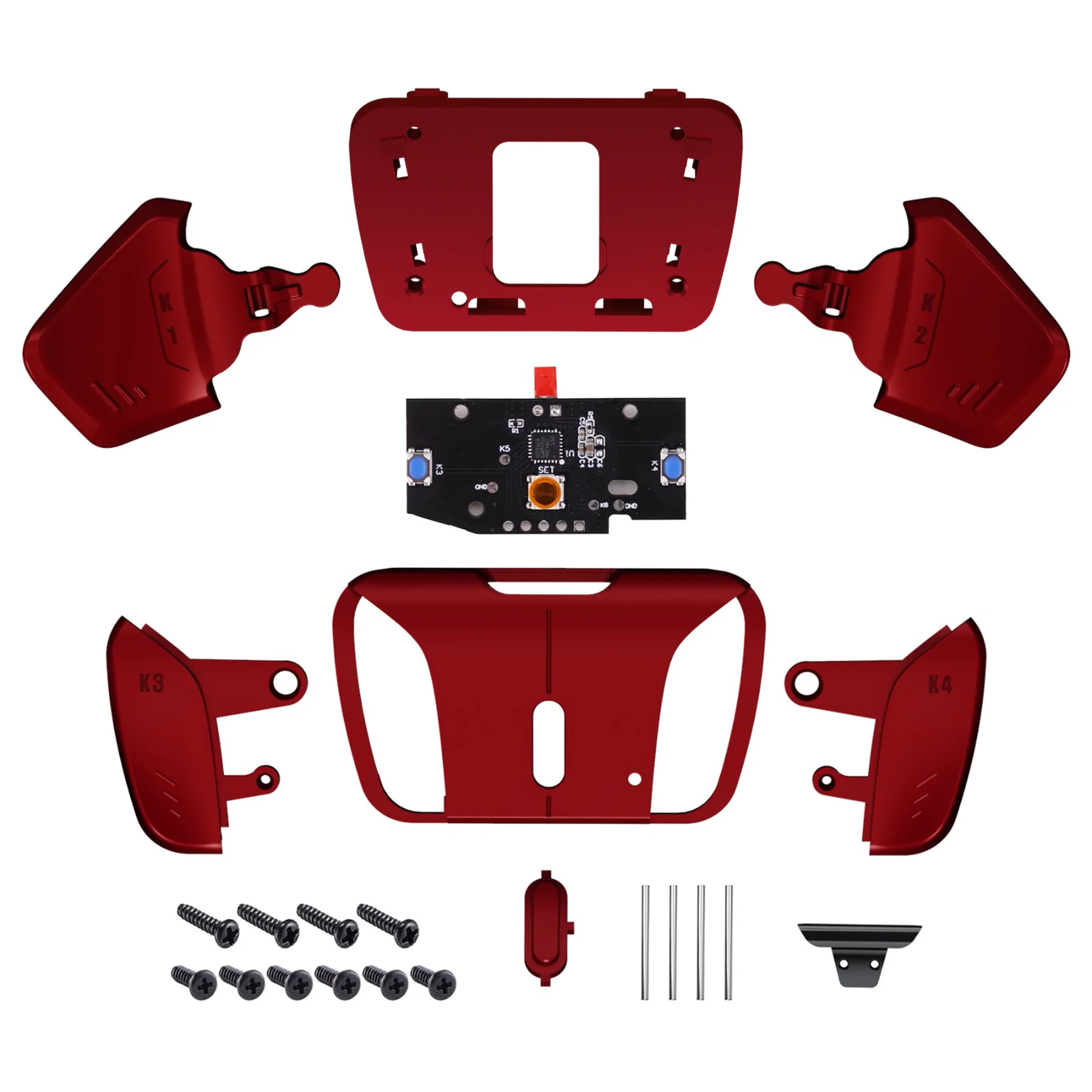 eXtremeRate Turn RISE to RISE4 Kit – Redesigned K1 K2 K3 K4 Back Buttons Housing & Remap PCB Board for eXtremeRate RISE & RISE4 Remap kit, Compatible with PS5 Controller - Scarlet Red - Image 3