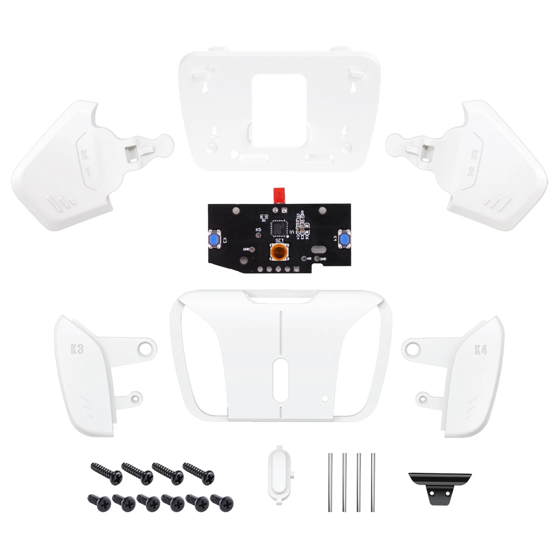 eXtremeRate Turn RISE to RISE4 Kit – Redesigned K1 K2 K3 K4 Back Buttons Housing & Remap PCB Board for eXtremeRate RISE & RISE4 Remap kit, Compatible with PS5 Controller - Matte White - Image 3