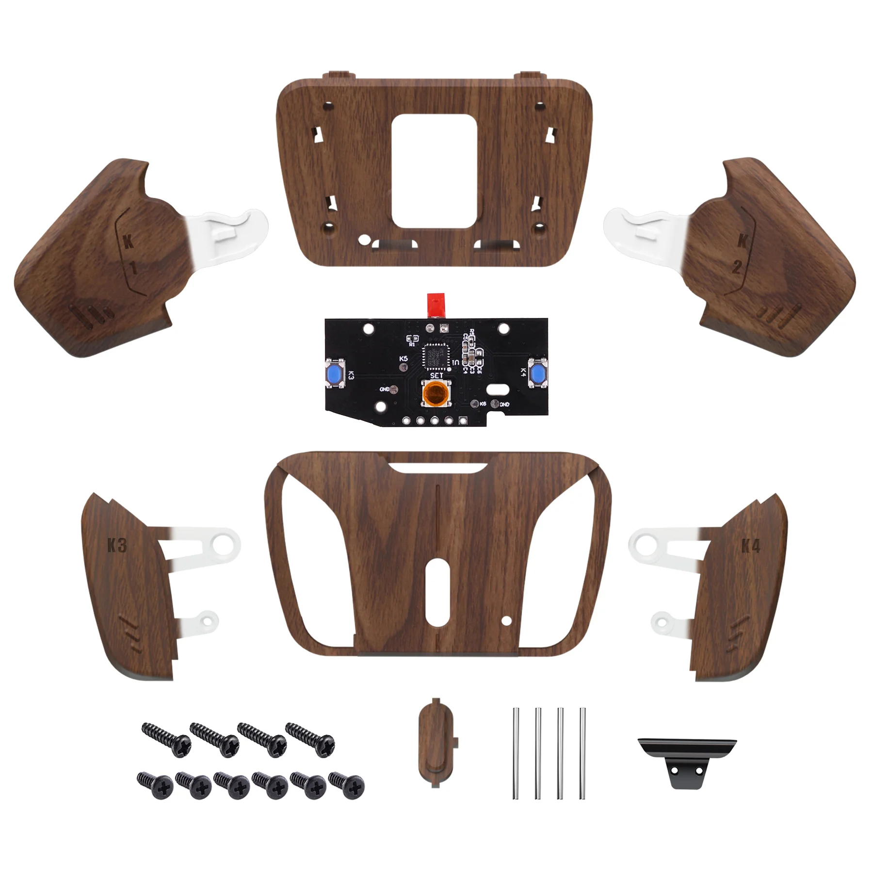 eXtremeRate Turn RISE to RISE4 Kit – Redesigned K1 K2 K3 K4 Back Buttons Housing & Remap PCB Board for eXtremeRate RISE & RISE4 Remap kit, Compatible with PS5 Controller - Wood Grain - Image 3