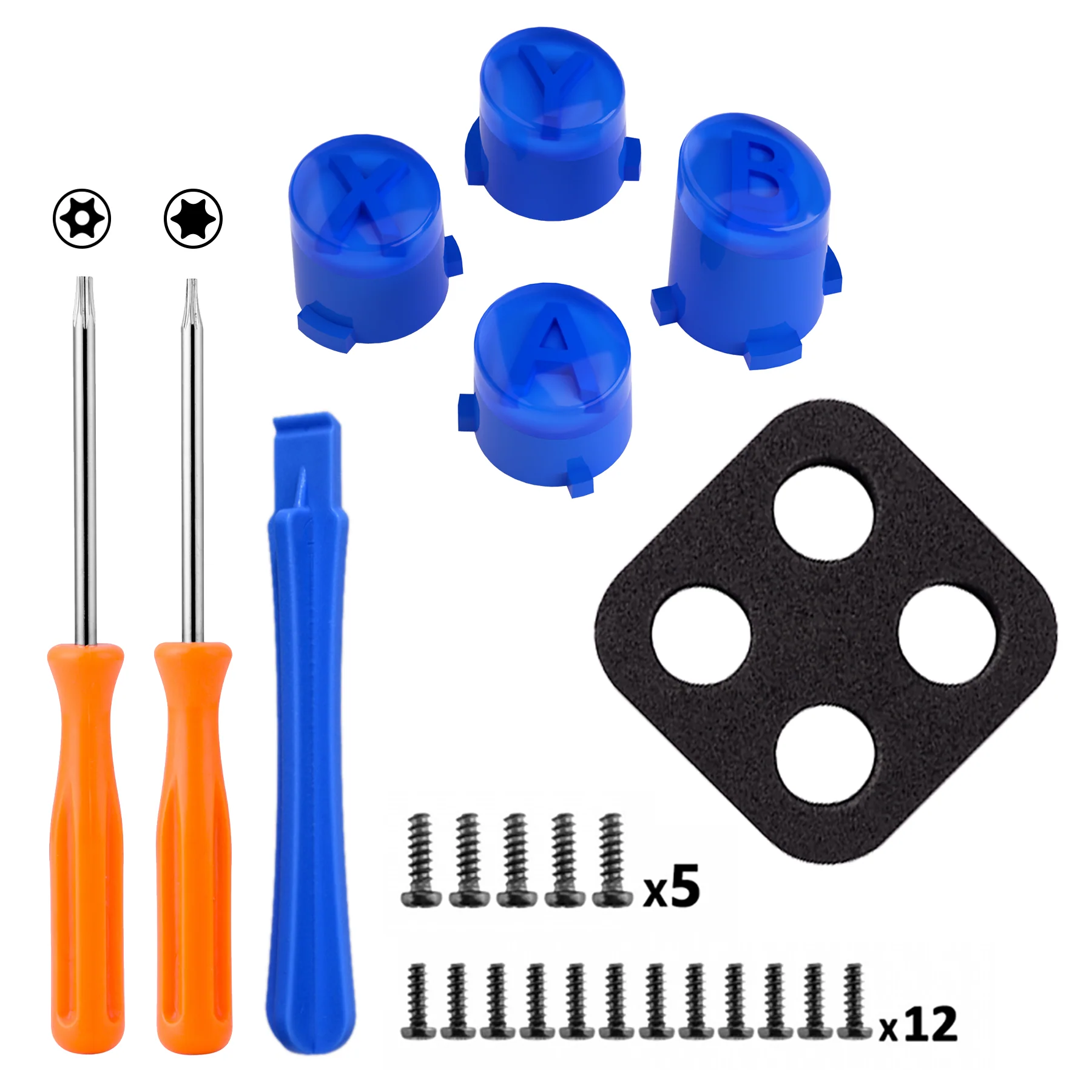 eXtremeRate Two-Tone ABXY Action Buttons with Classic Symbols for Xbox Series X/S Controller & Xbox One X/S & Xbox One Elite V1/V2 Controller - Blue & Clear - Image 3