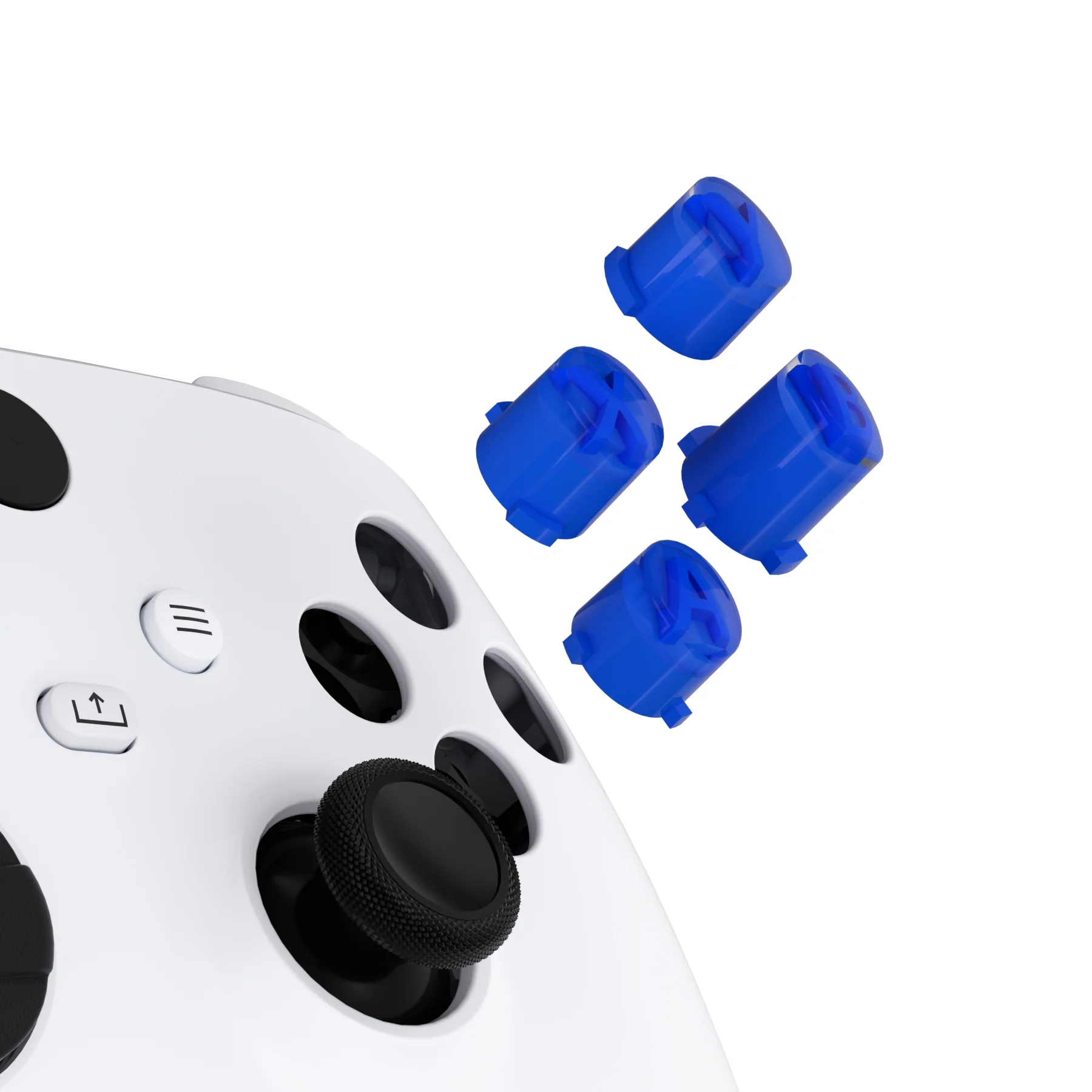 eXtremeRate Two-Tone ABXY Action Buttons with Classic Symbols for Xbox Series X/S Controller & Xbox One X/S & Xbox One Elite V1/V2 Controller - Blue & Clear - Image 4
