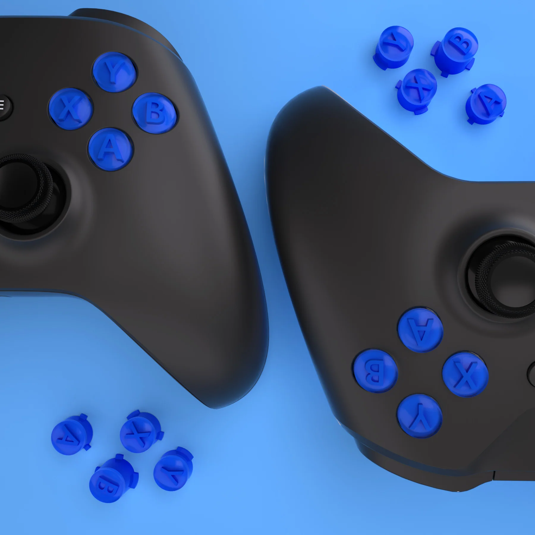 eXtremeRate Two-Tone ABXY Action Buttons with Classic Symbols for Xbox Series X/S Controller & Xbox One X/S & Xbox One Elite V1/V2 Controller - Blue & Clear - Image 6