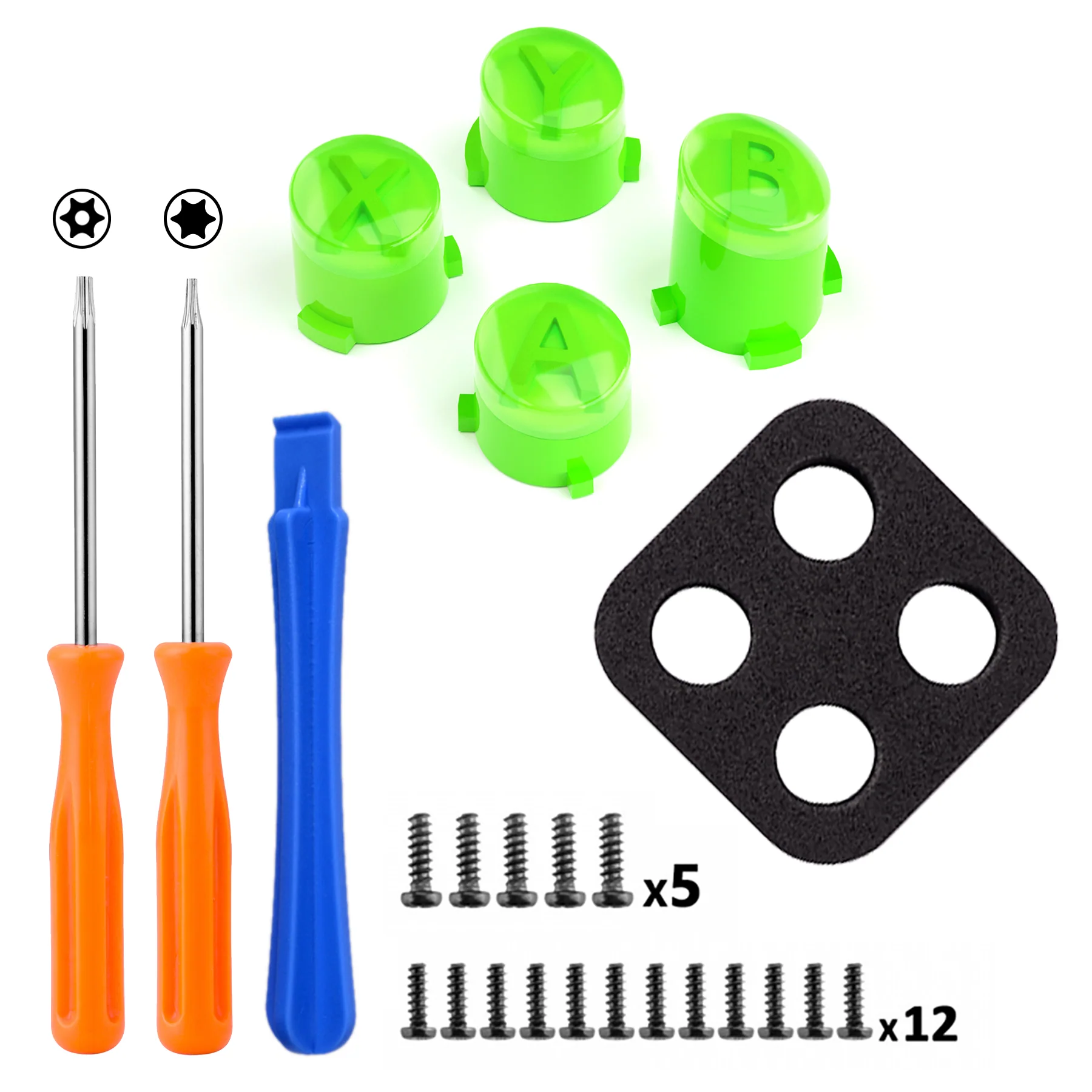 eXtremeRate Two-Tone ABXY Action Buttons with Classic Symbols for Xbox Series X/S Controller & Xbox One X/S & Xbox One Elite V1/V2 Controller - Green & Clear - Image 3
