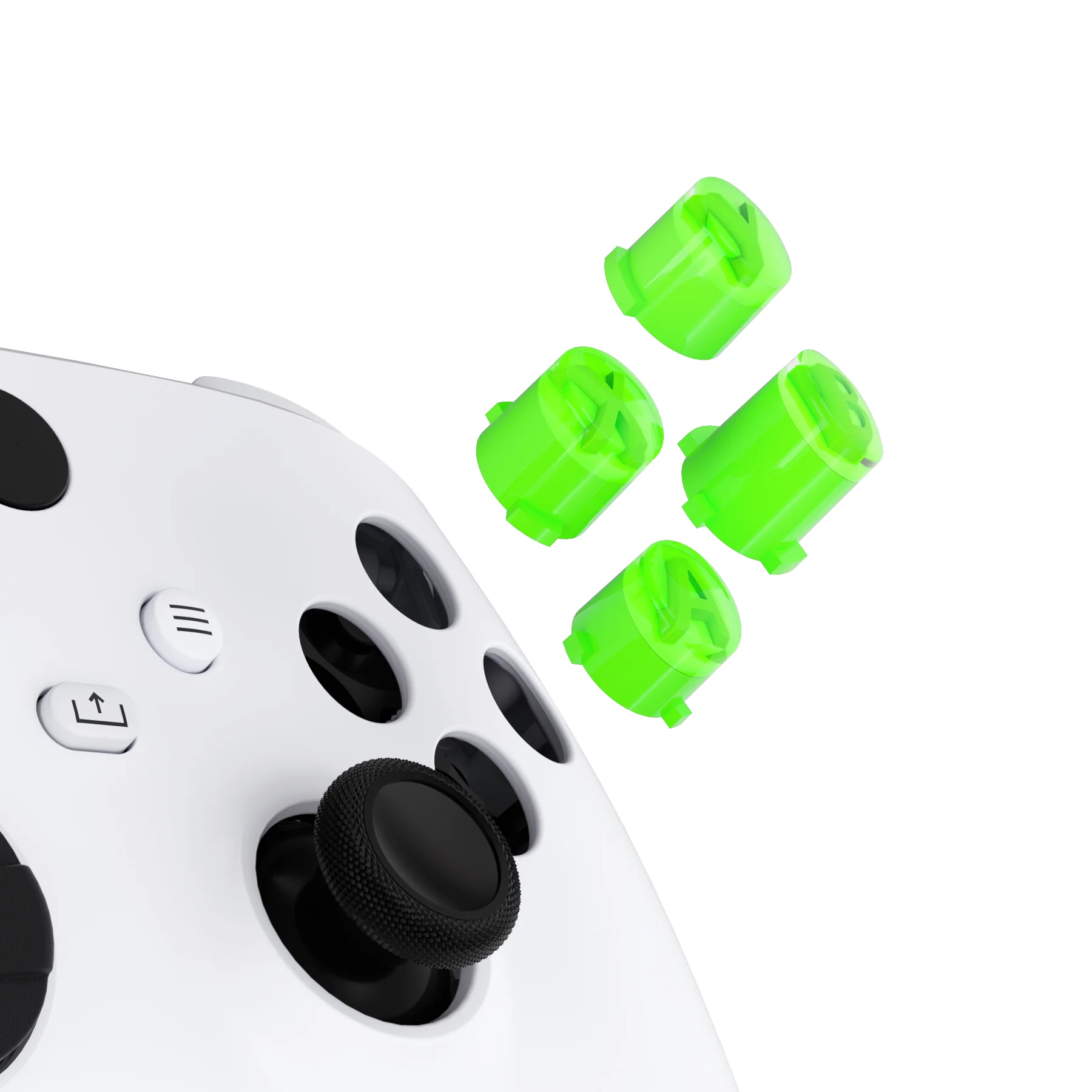 eXtremeRate Two-Tone ABXY Action Buttons with Classic Symbols for Xbox Series X/S Controller & Xbox One X/S & Xbox One Elite V1/V2 Controller - Green & Clear - Image 4