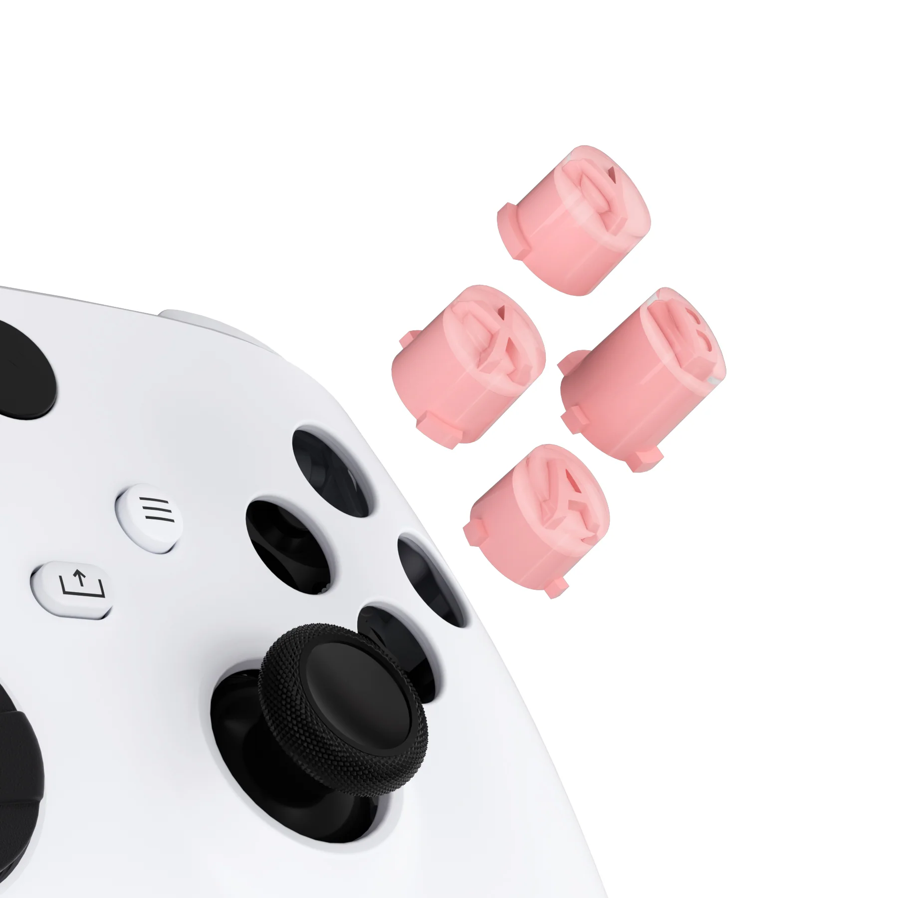 eXtremeRate Two-Tone ABXY Action Buttons with Classic Symbols for Xbox Series X/S Controller & Xbox One X/S & Xbox One Elite V1/V2 Controller - Pale Red & Clear - Image 4