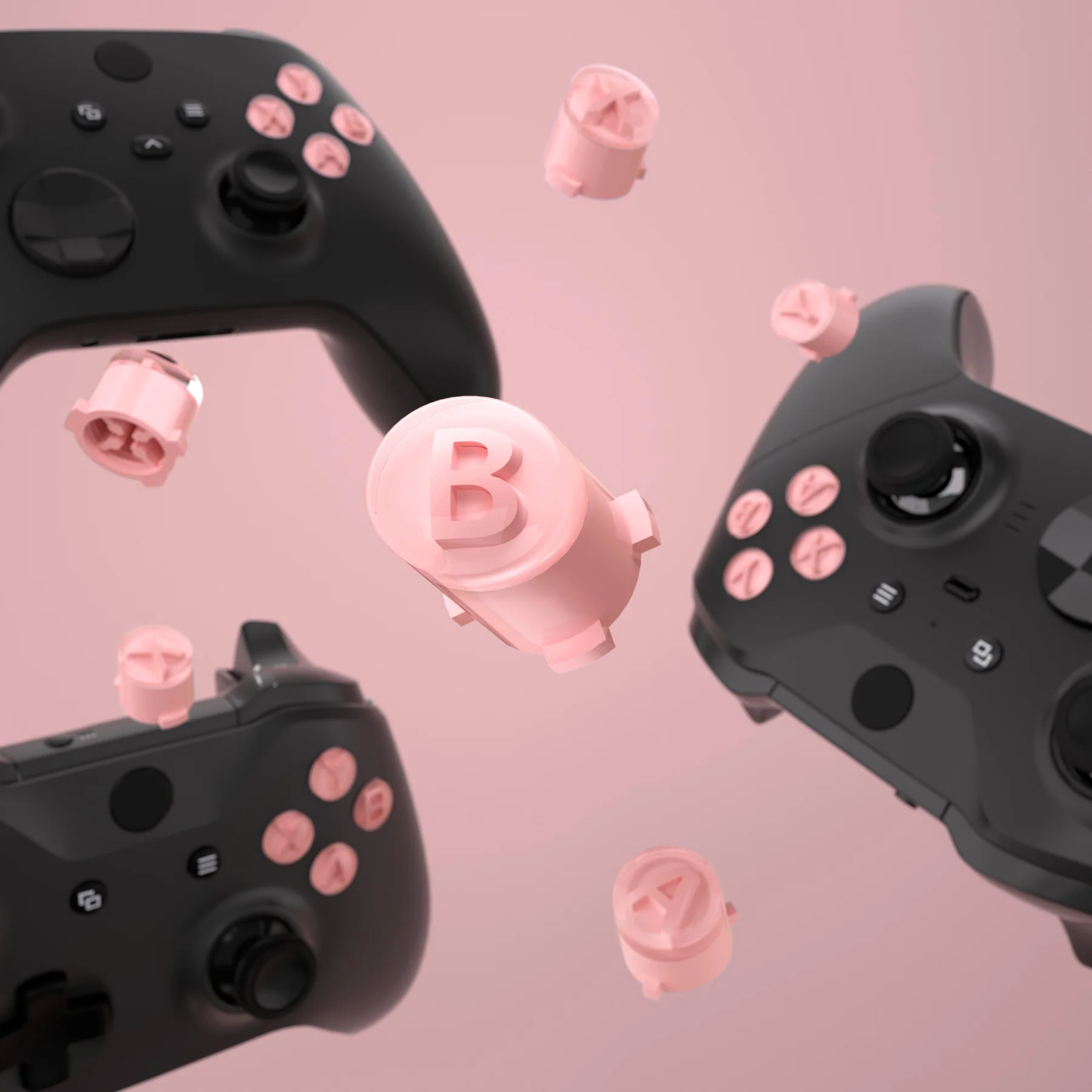 eXtremeRate Two-Tone ABXY Action Buttons with Classic Symbols for Xbox Series X/S Controller & Xbox One X/S & Xbox One Elite V1/V2 Controller - Pale Red & Clear - Image 5