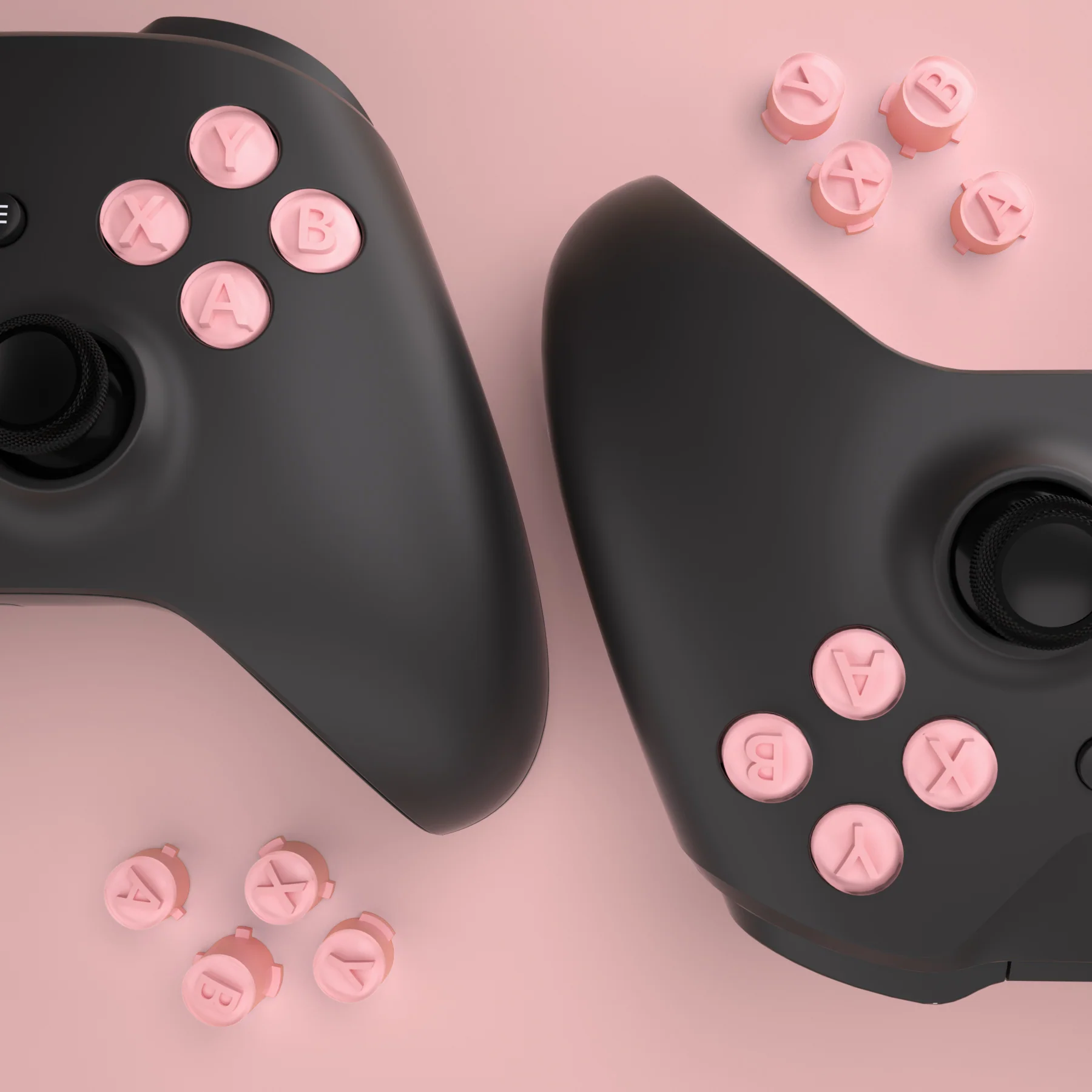 eXtremeRate Two-Tone ABXY Action Buttons with Classic Symbols for Xbox Series X/S Controller & Xbox One X/S & Xbox One Elite V1/V2 Controller - Pale Red & Clear - Image 6