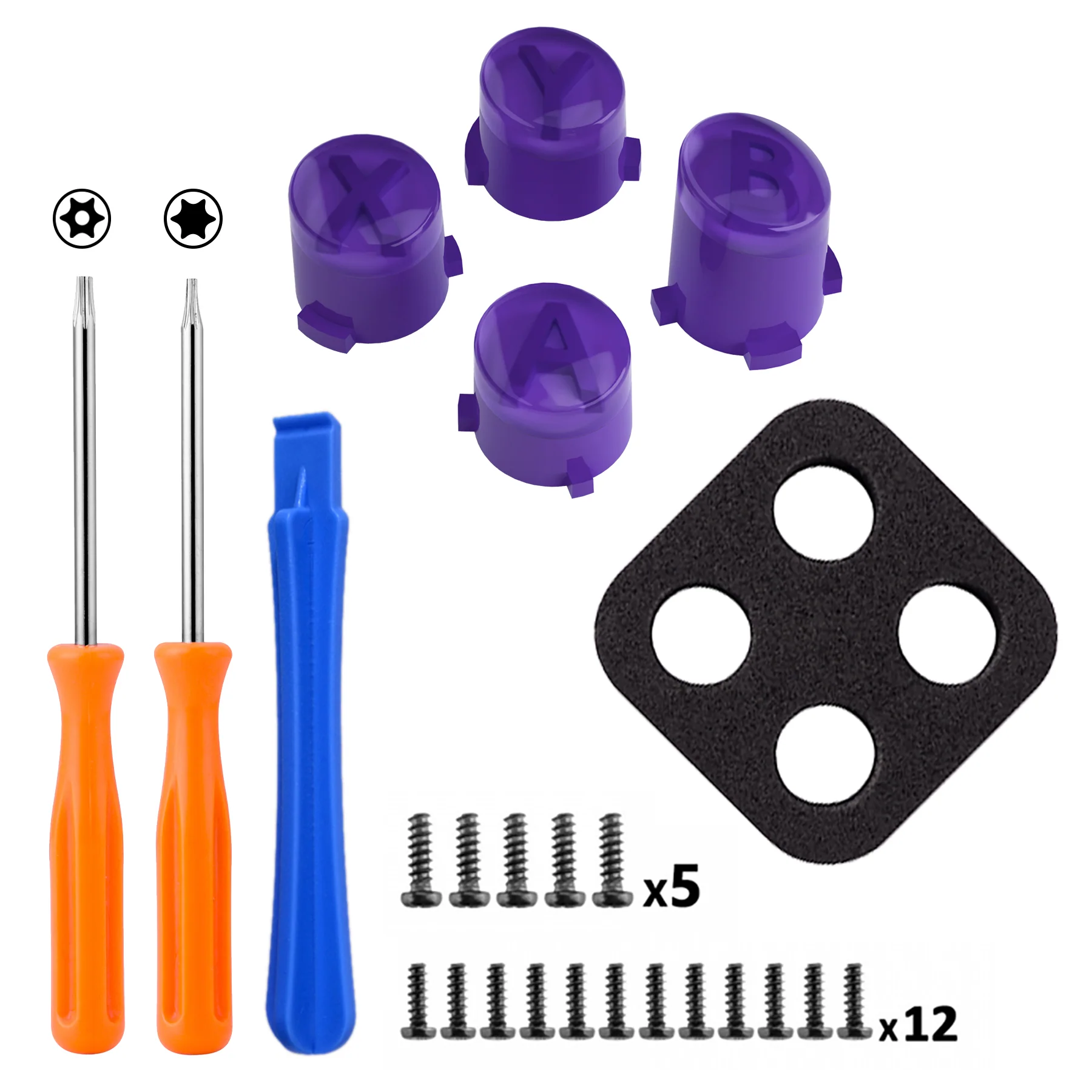 eXtremeRate Two-Tone ABXY Action Buttons with Classic Symbols for Xbox Series X/S Controller & Xbox One X/S & Xbox One Elite V1/V2 Controller - Purple & Clear - Image 3