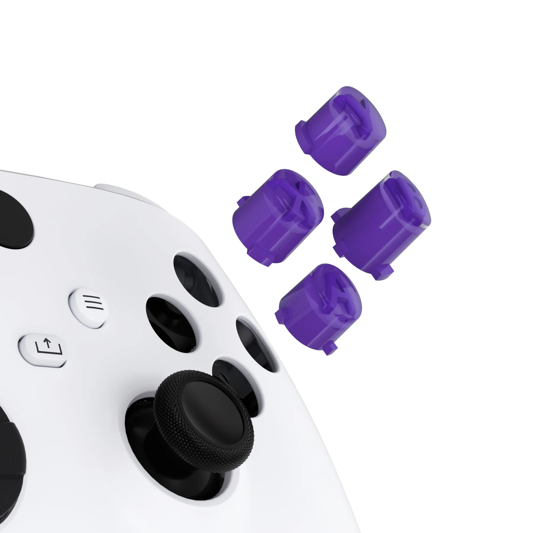 eXtremeRate Two-Tone ABXY Action Buttons with Classic Symbols for Xbox Series X/S Controller & Xbox One X/S & Xbox One Elite V1/V2 Controller - Purple & Clear - Image 4
