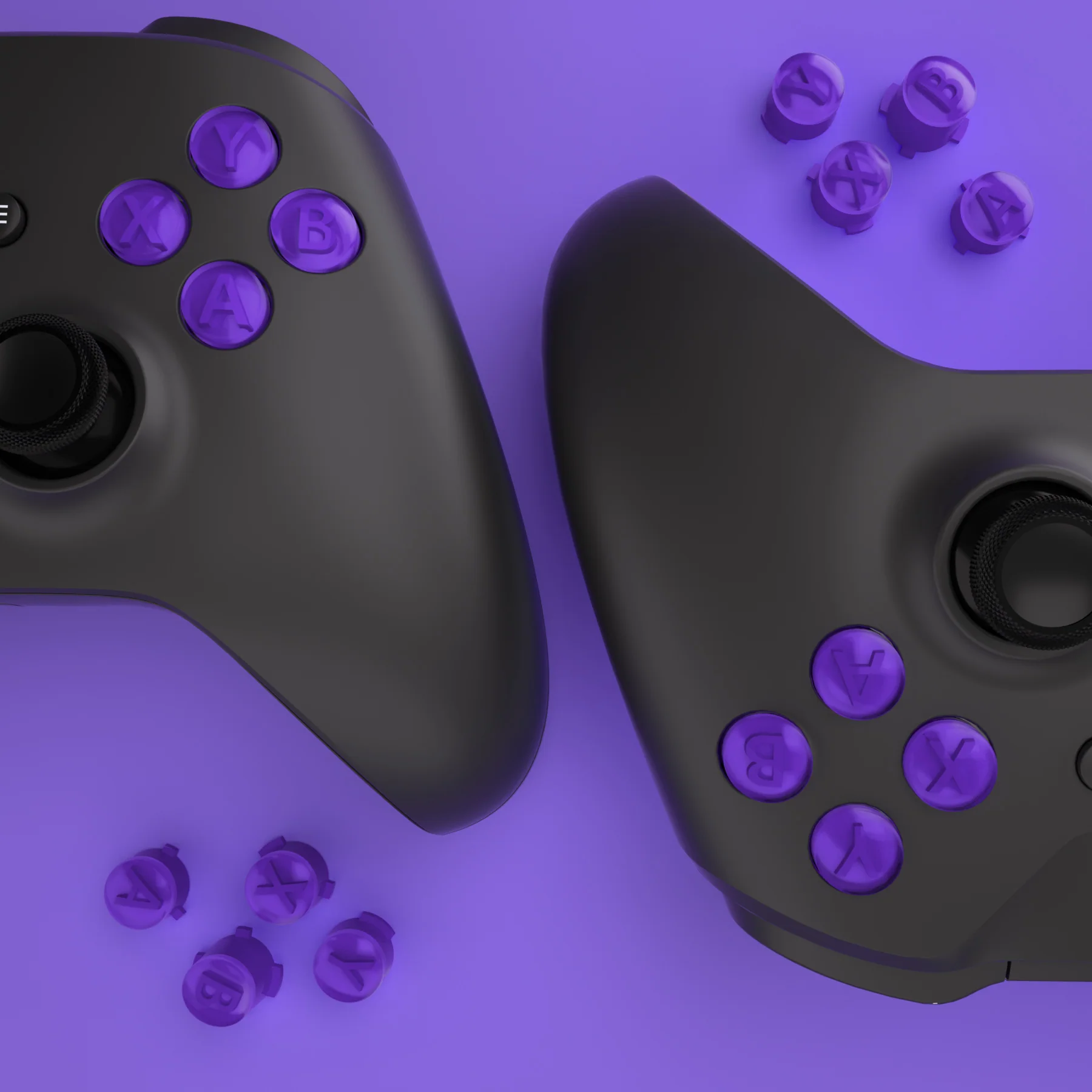 eXtremeRate Two-Tone ABXY Action Buttons with Classic Symbols for Xbox Series X/S Controller & Xbox One X/S & Xbox One Elite V1/V2 Controller - Purple & Clear - Image 6