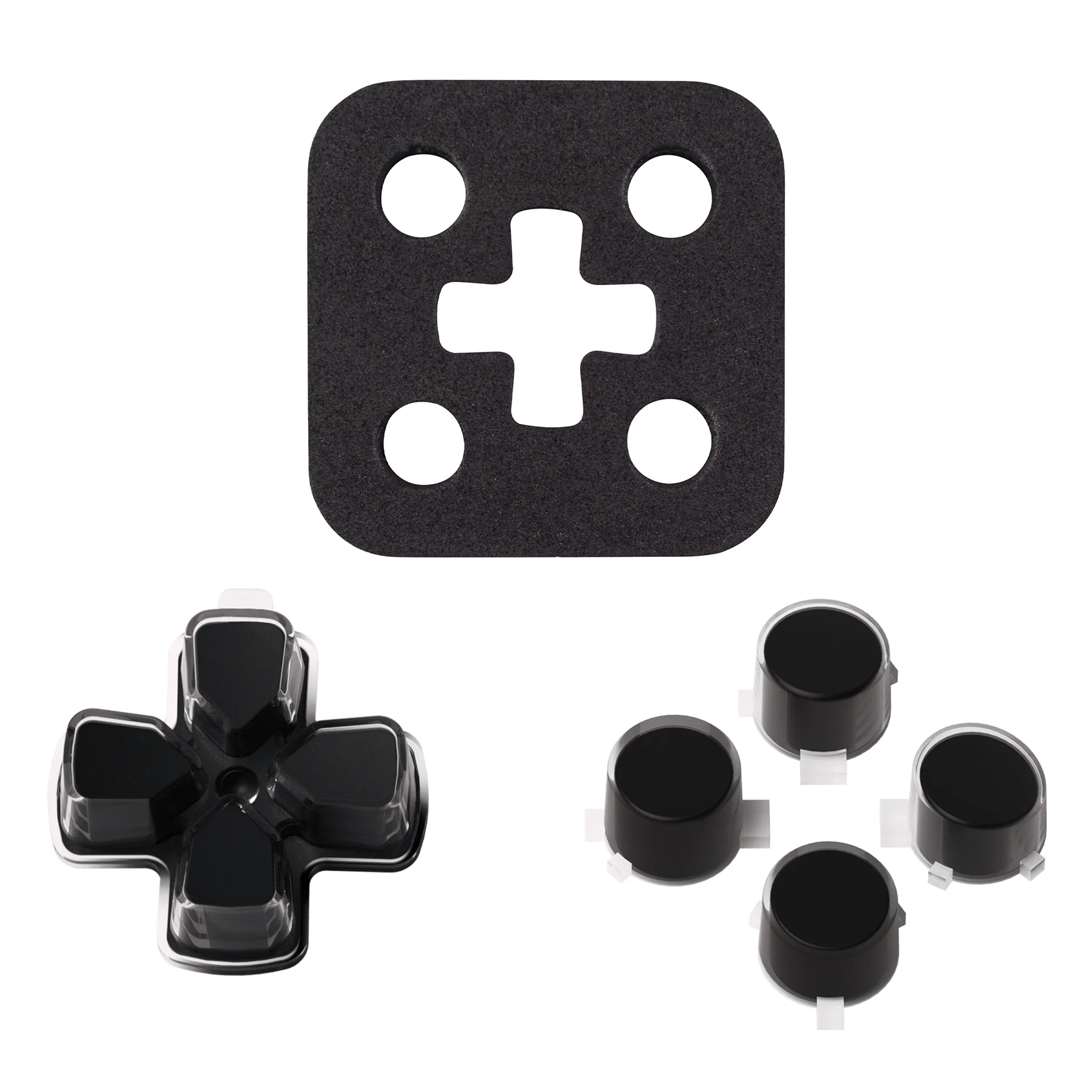 eXtremeRate Replacement No Letter Imprint Two-Tone Dpad Action Buttons for PS5 Controller - Black & Clear - Image 7
