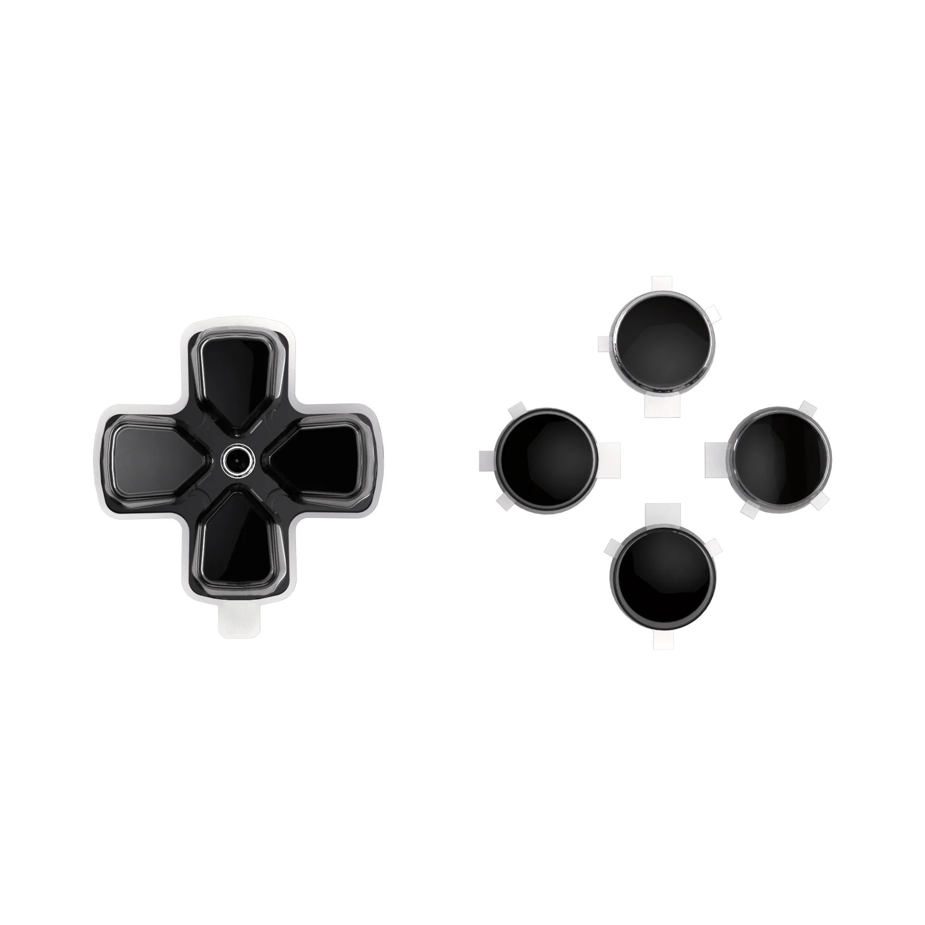 eXtremeRate Replacement No Letter Imprint Two-Tone Dpad Action Buttons for PS5 Controller - Black & Clear - Image 8