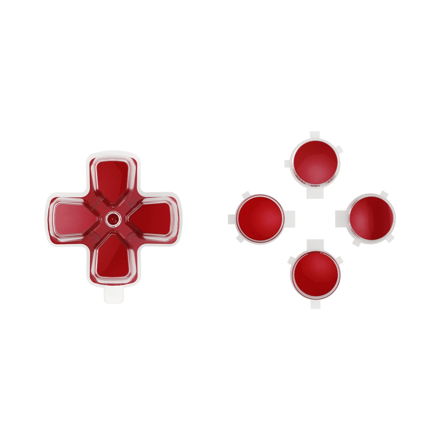 eXtremeRate Replacement No Letter Imprint Two-Tone Dpad Action Buttons for PS5 Controller - Carmine Red & Clear - Image 10