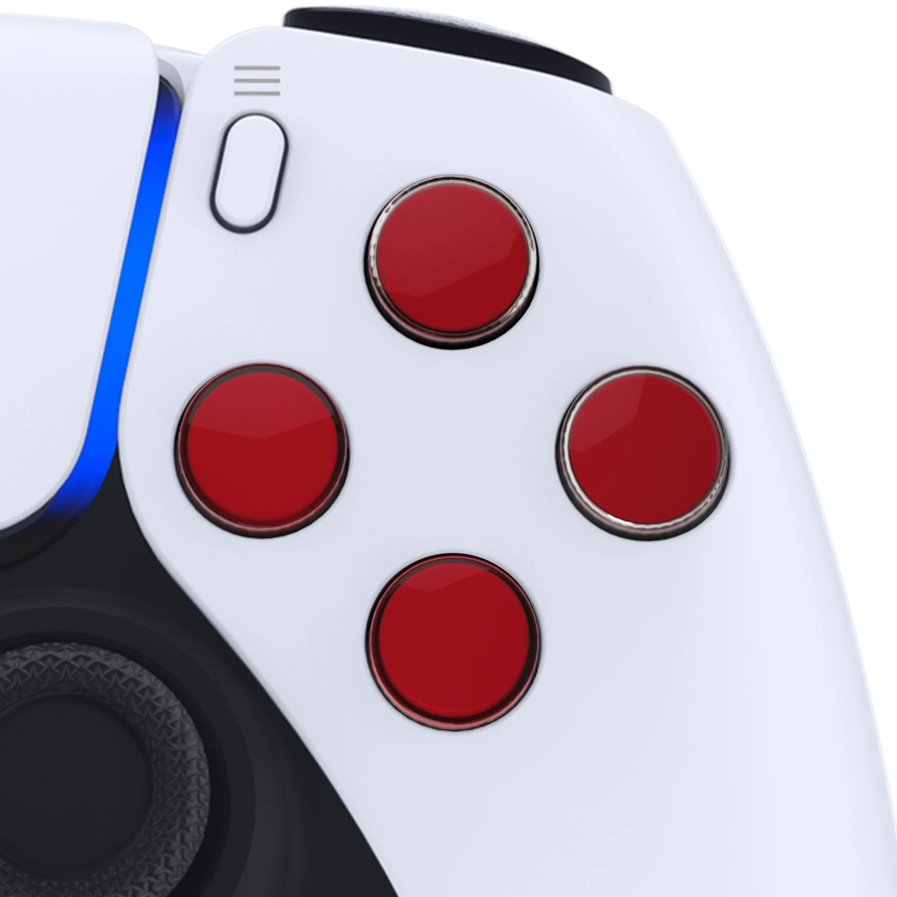 eXtremeRate Replacement No Letter Imprint Two-Tone Dpad Action Buttons for PS5 Controller - Carmine Red & Clear - Image 6