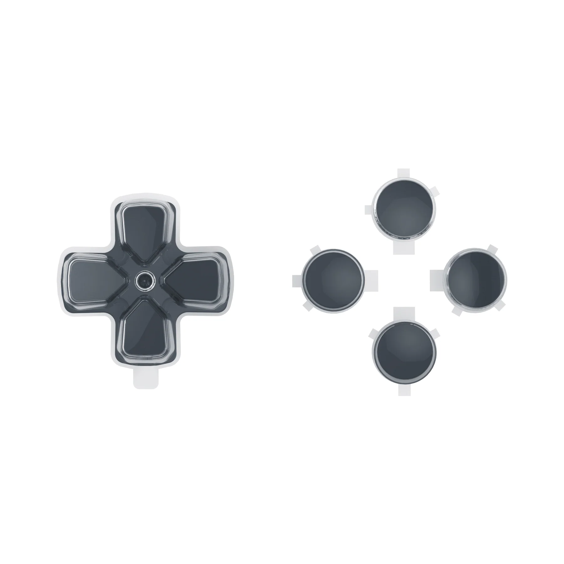 eXtremeRate Replacement No Letter Imprint Two-Tone Dpad Action Buttons for PS5 Controller - Gray & Clear - Image 10