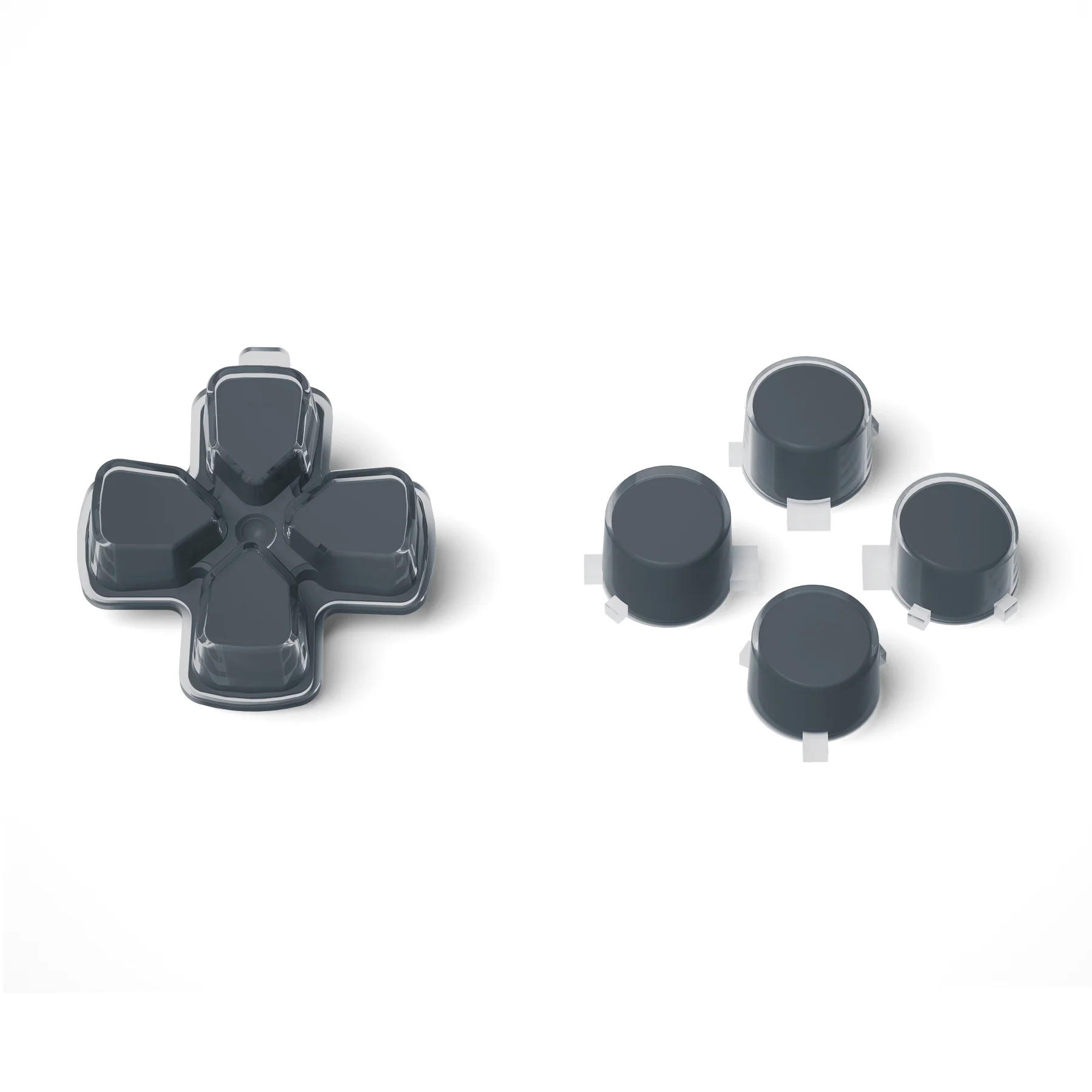 eXtremeRate Replacement No Letter Imprint Two-Tone Dpad Action Buttons for PS5 Controller - Gray & Clear - Image 2